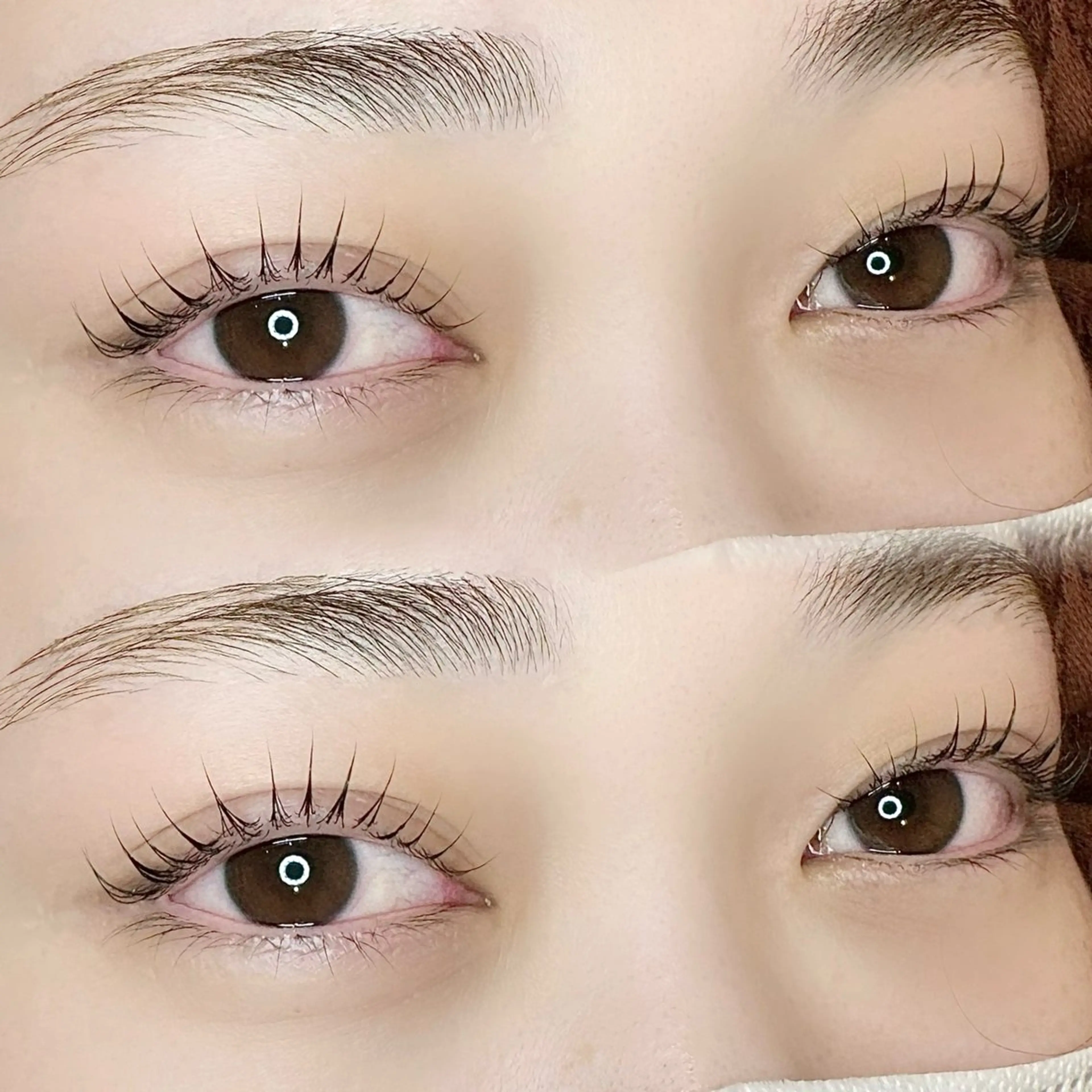 マツエク・マツパ 岩戸優奈 束感まつげ ピンク/ベージュのヘアスタイル