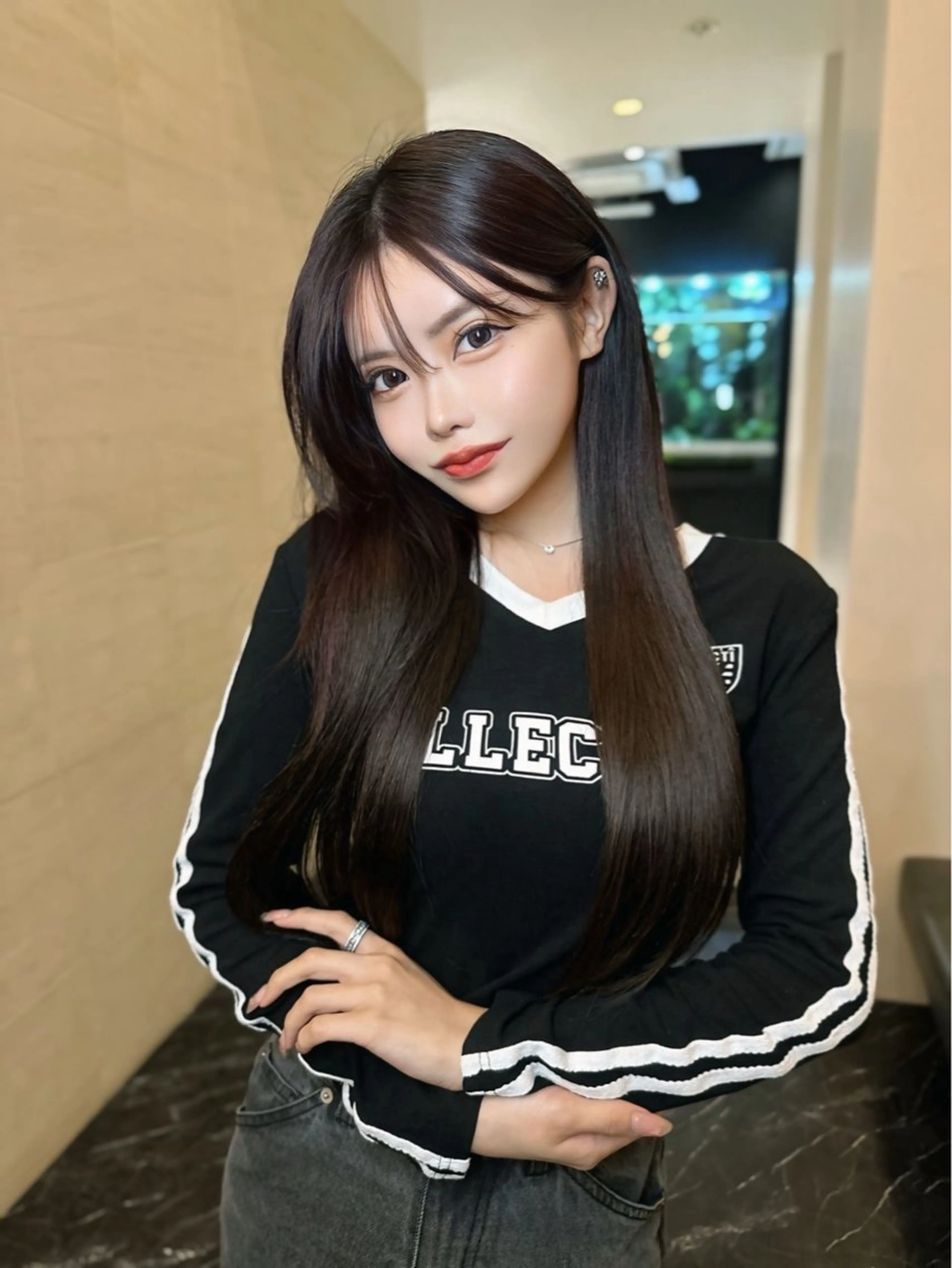 ロング カラー トリートメント 韓国レイヤー 似合わせカラーのヘアスタイル