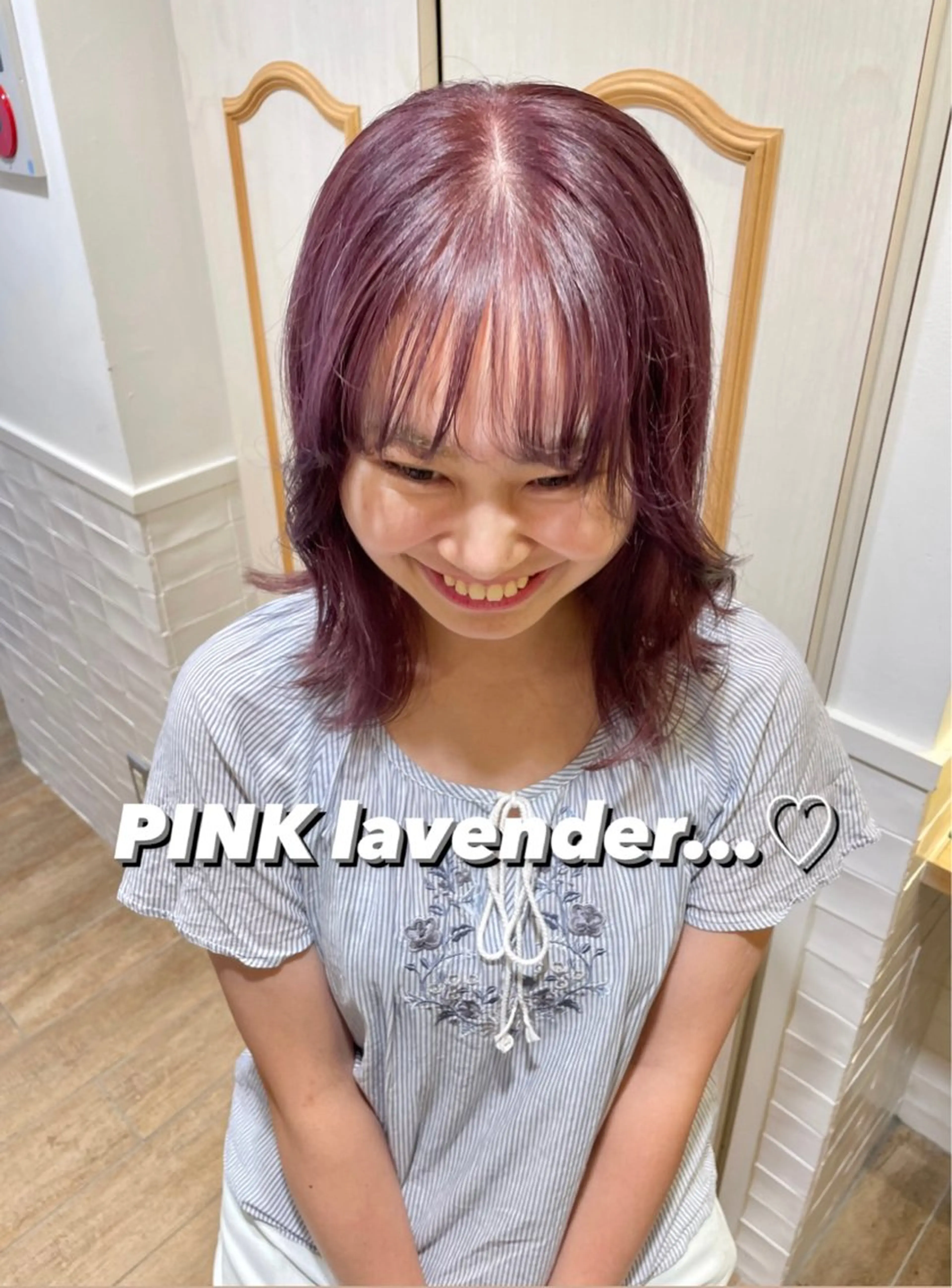 セミロング カラー ヘアアレンジ ヘアカラー トリートメント ハイトーンピンク🍑 ブリーチ🍑RINAのヘアスタイル