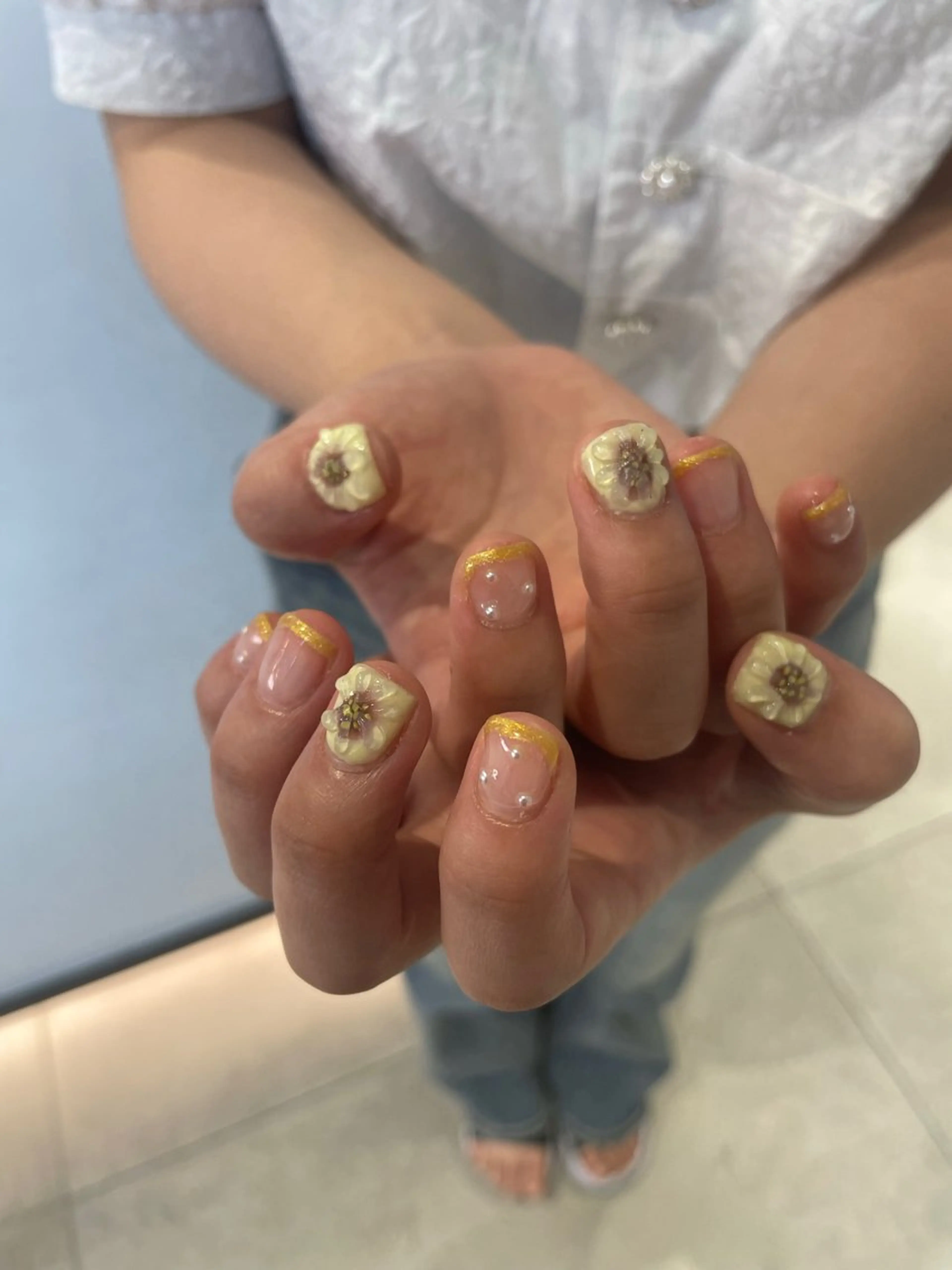 ネイル ハンドネイル 🌟暖色系ハイトーン 🌟AIのヘアスタイル