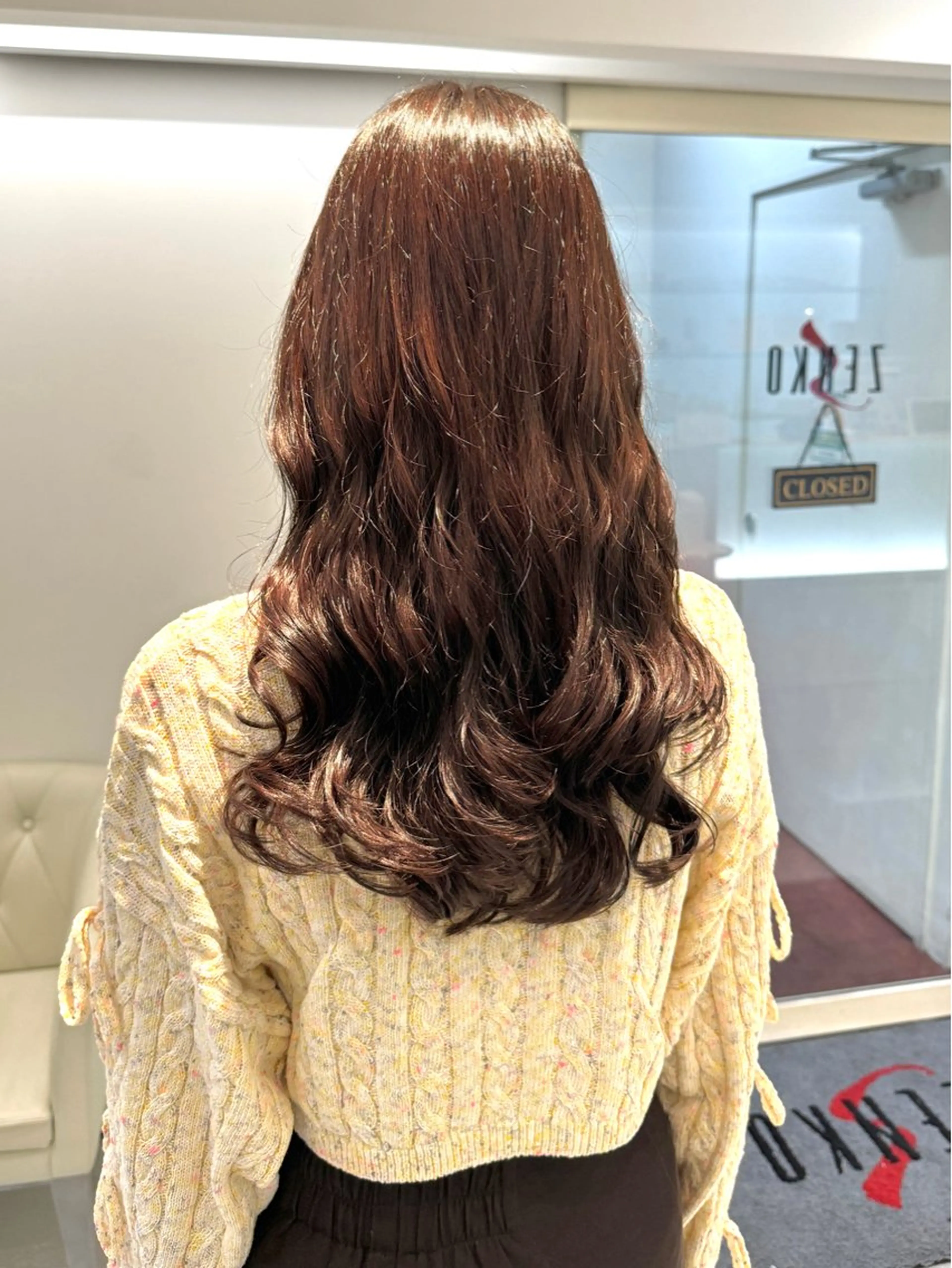 ロング カラー パーマ デジタルパーマ カット ヘアカラー パーマ デジタルパーマ/ コテ巻き風パーマのヘアスタイル