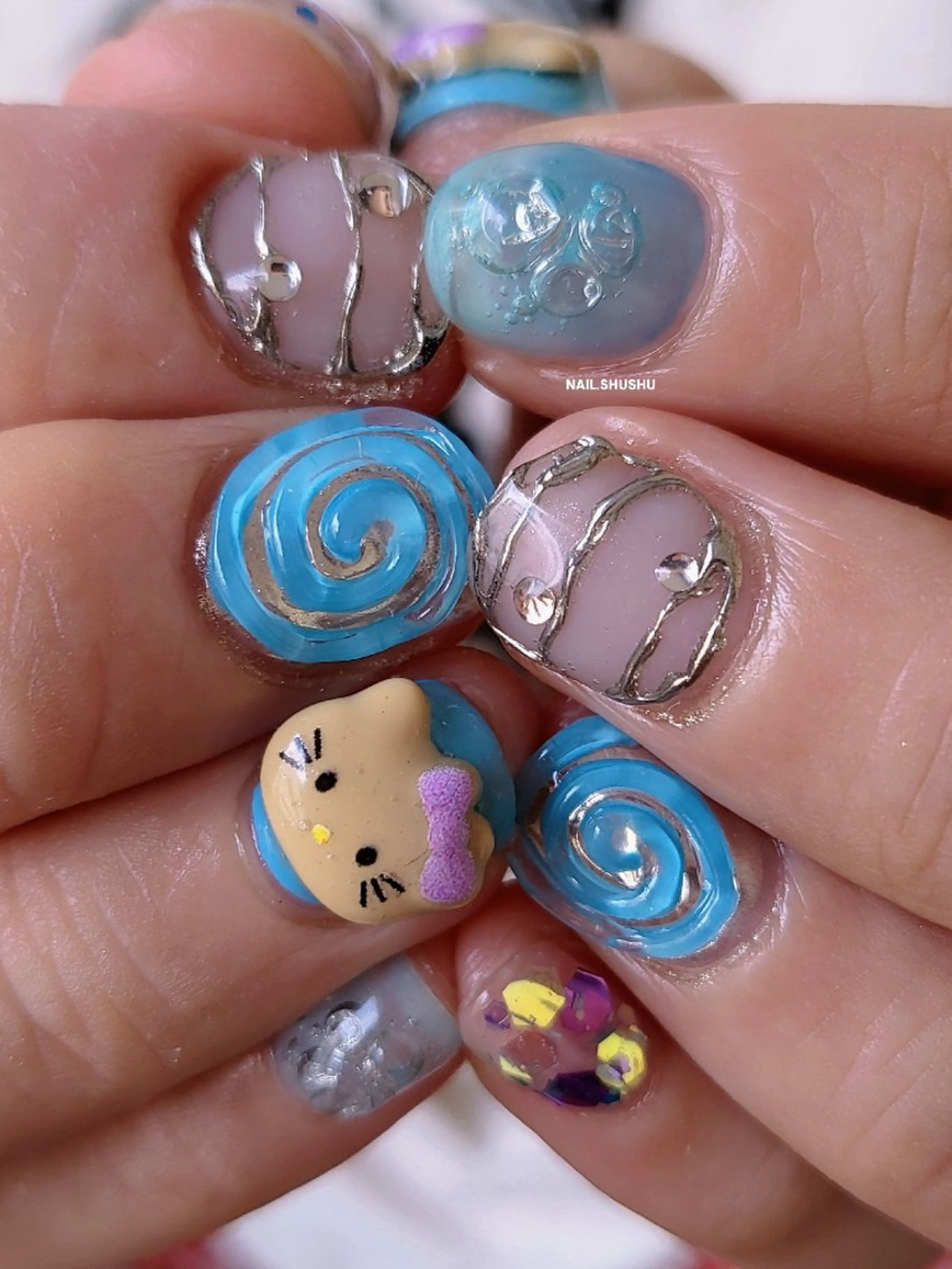 ネイル ハンドネイル 3dパーツ/流行り 👧shushu❤️のネイルデザイン