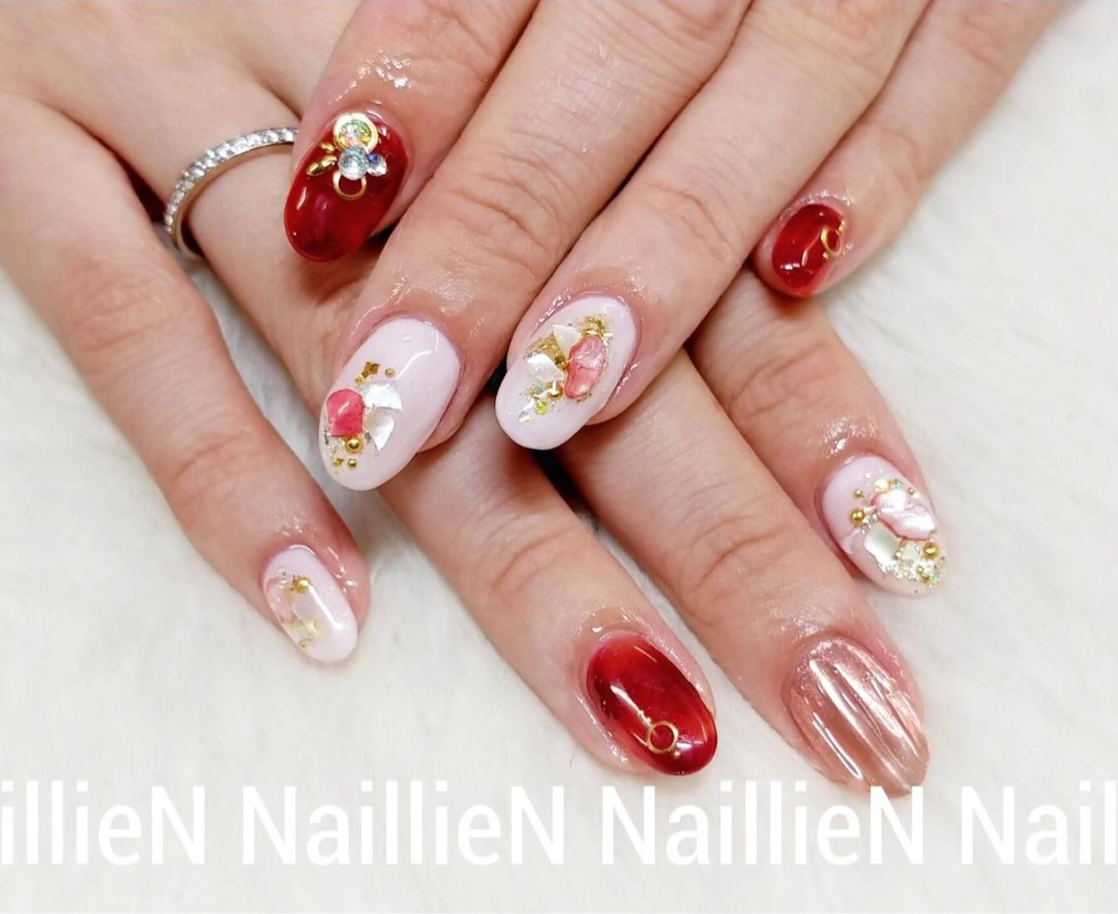 ネイル べっ甲ネイル 持ち込み 赤色 Nail lieNのネイルデザイン