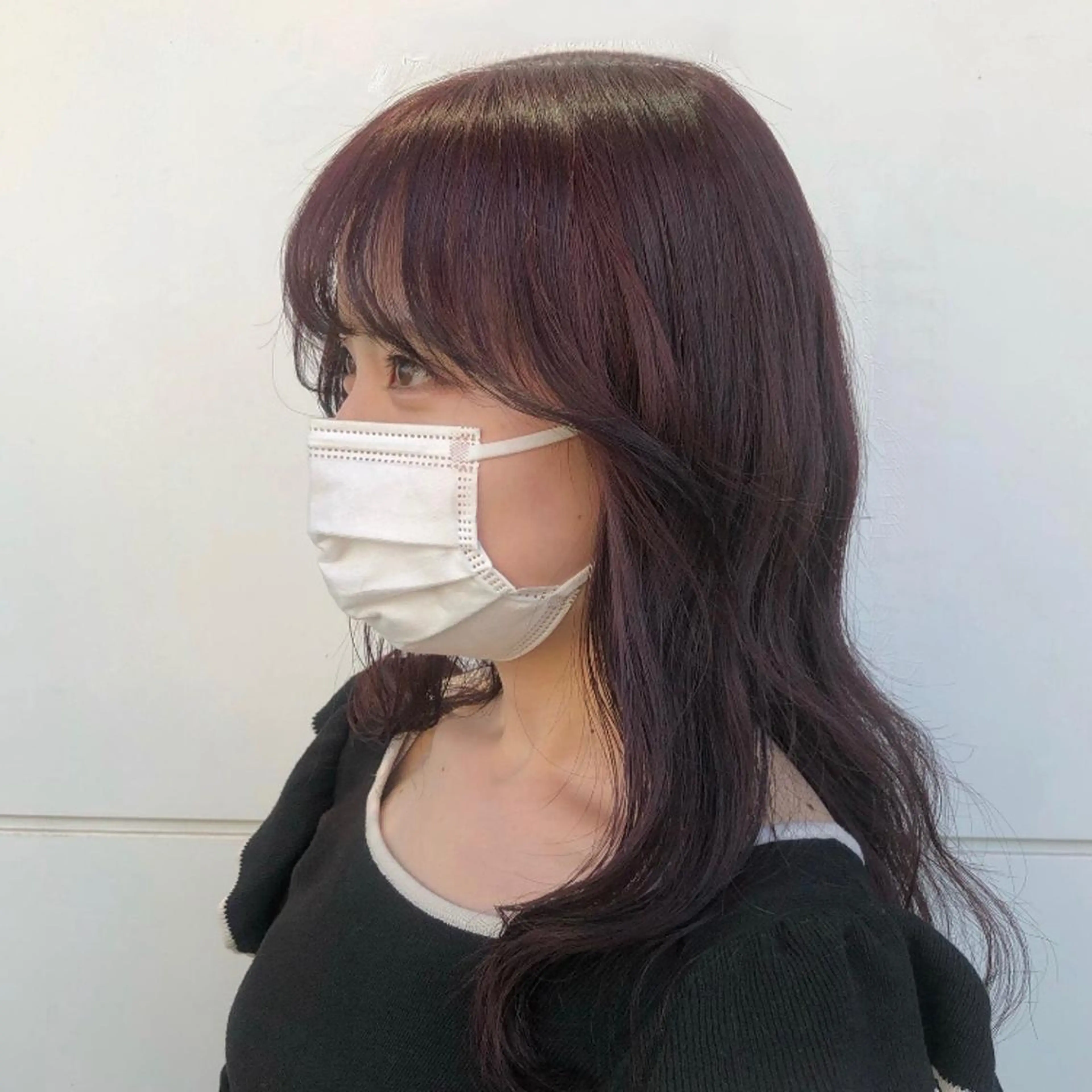 ロング カラー ボルドーカラー カット ヘアカラー トリートメント カトウ ユウカのヘアスタイル