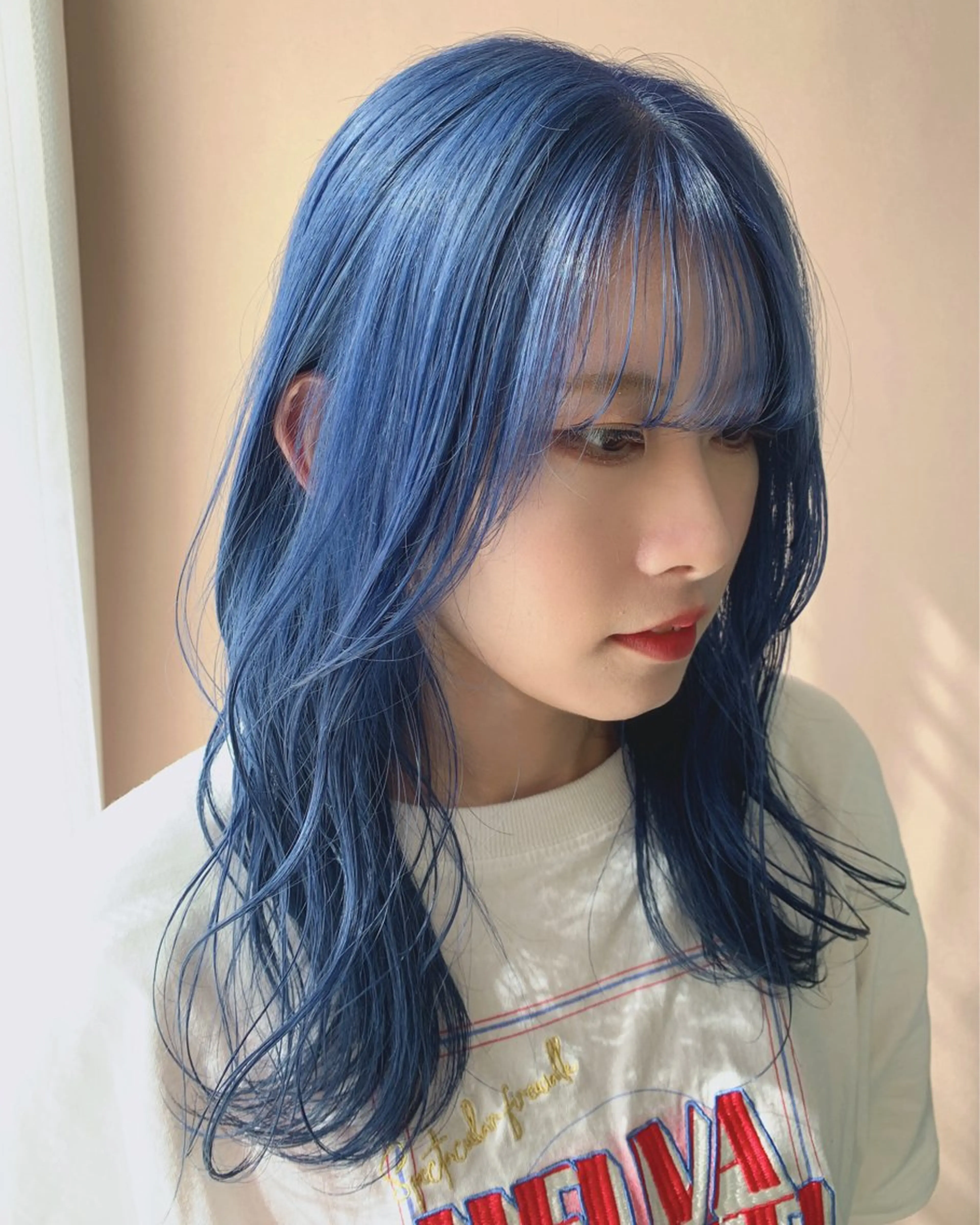 ロング カラー ブリーチ ブルーカラー カット ヘアカラー トリートメント hub hair レイヤー/透明感のヘアスタイル