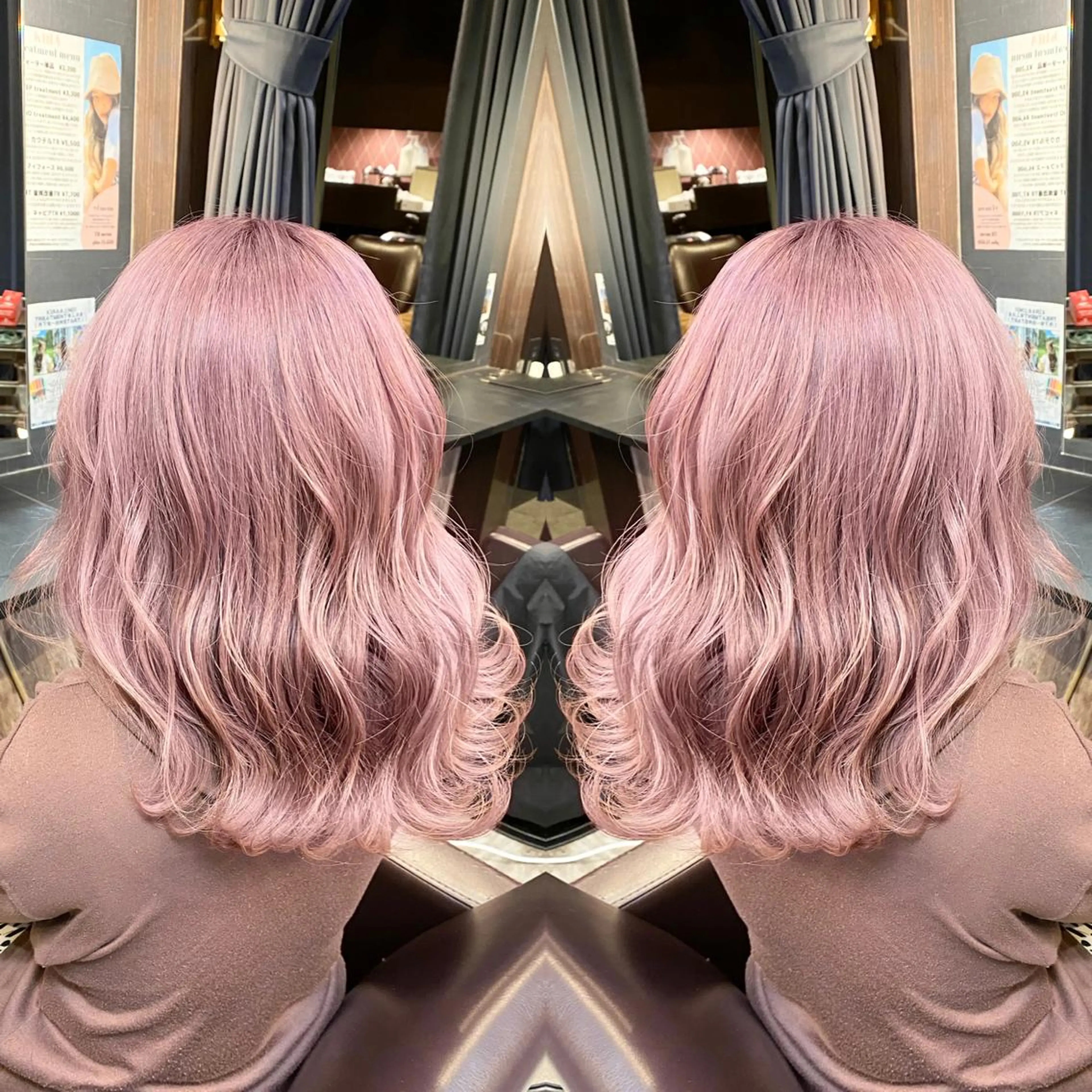 セミロング カラー ベージュカラー ピンクカラー ピンクベージュ 【KIRAキラ】佐門  翔太のヘアスタイル