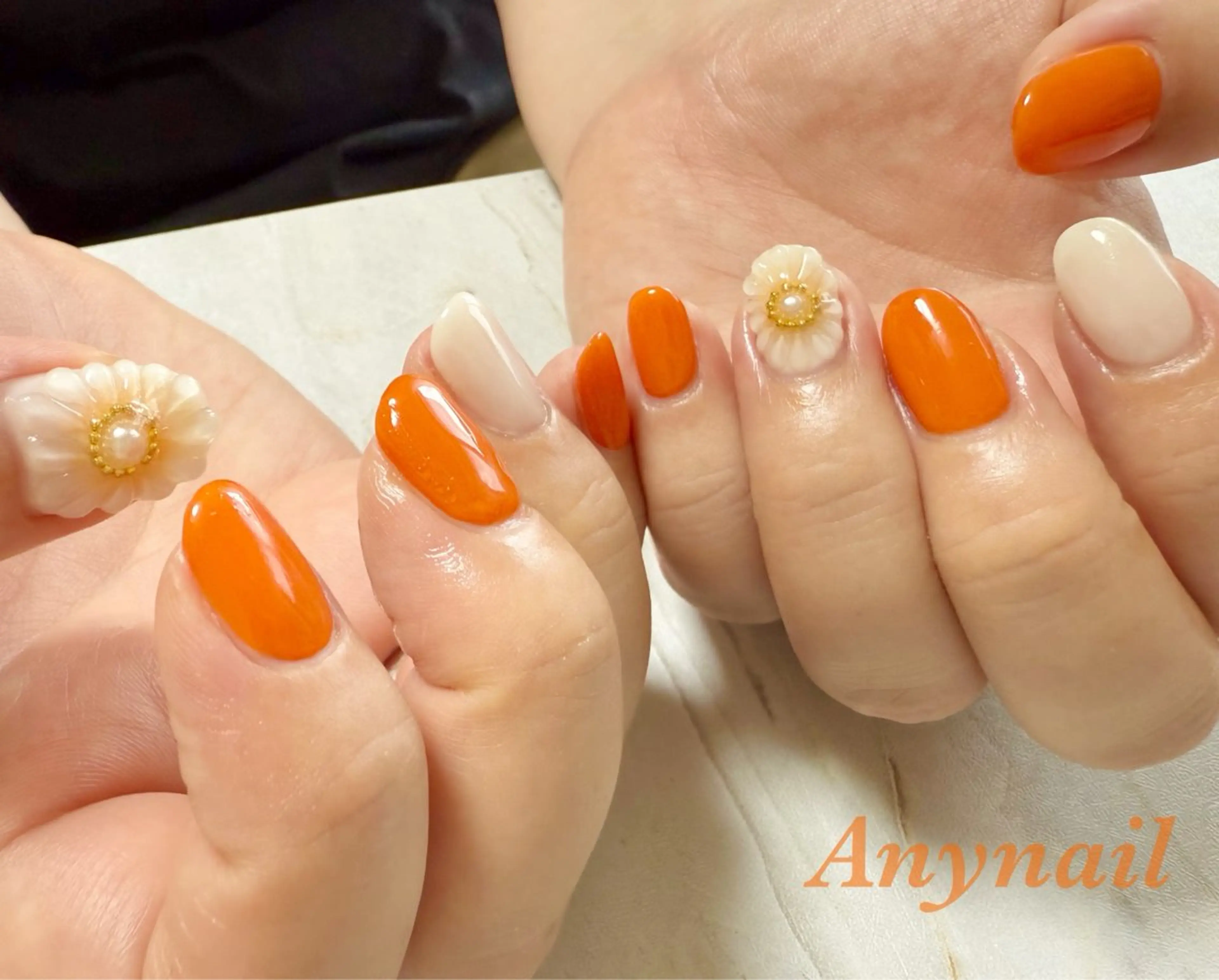 ネイル ブルー フラワーネイル オフィスネイル ぷっくりネイル 夏ネイル 岩澤 恵子のネイルデザイン