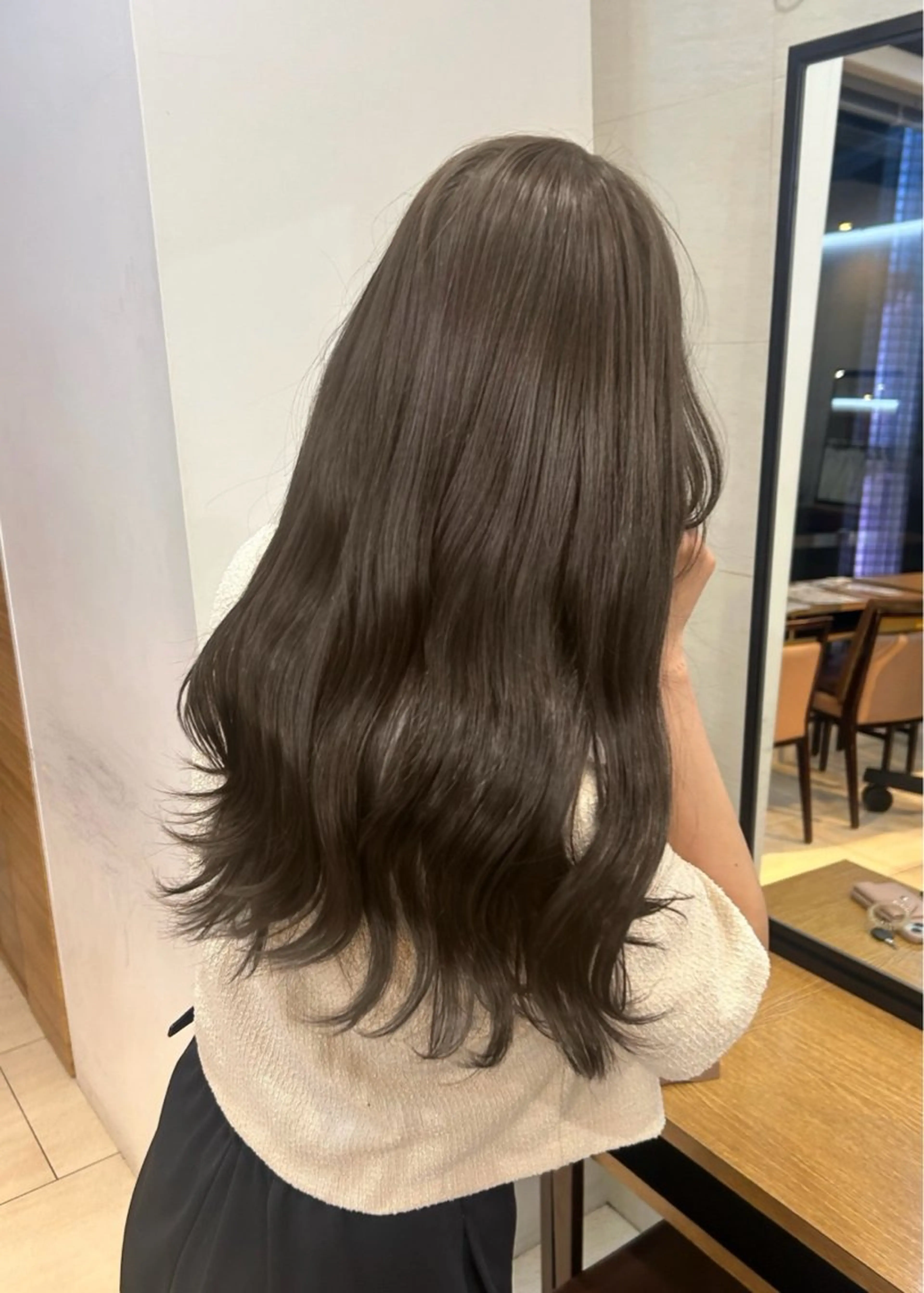 ミディアム カラー ヘアカラー トリートメント オリーブ/ 透明感カラー/れいあのヘアスタイル