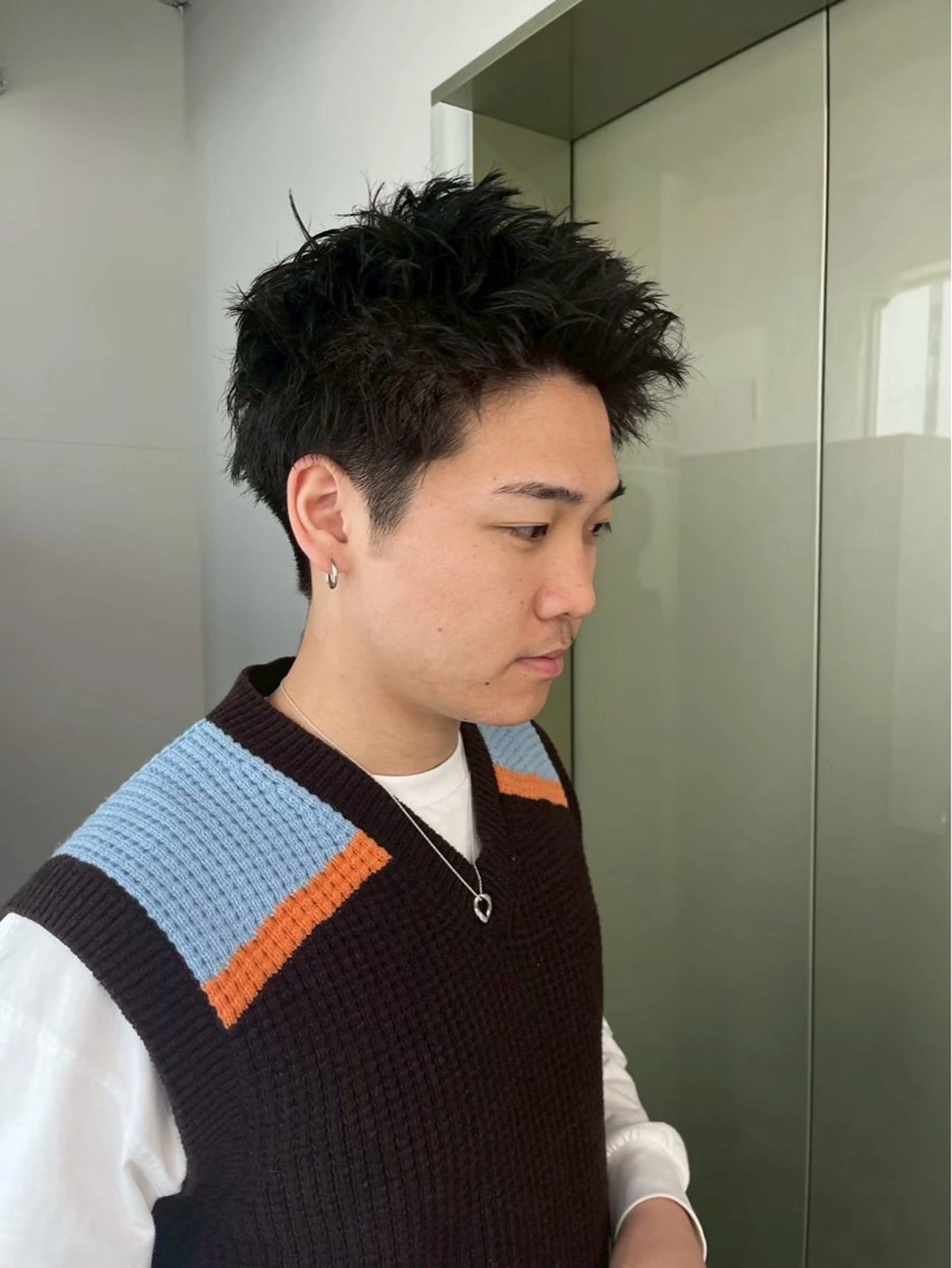 ショート パーマ メンズ アップバング 坂本響 メンズカット/パーマのヘアスタイル