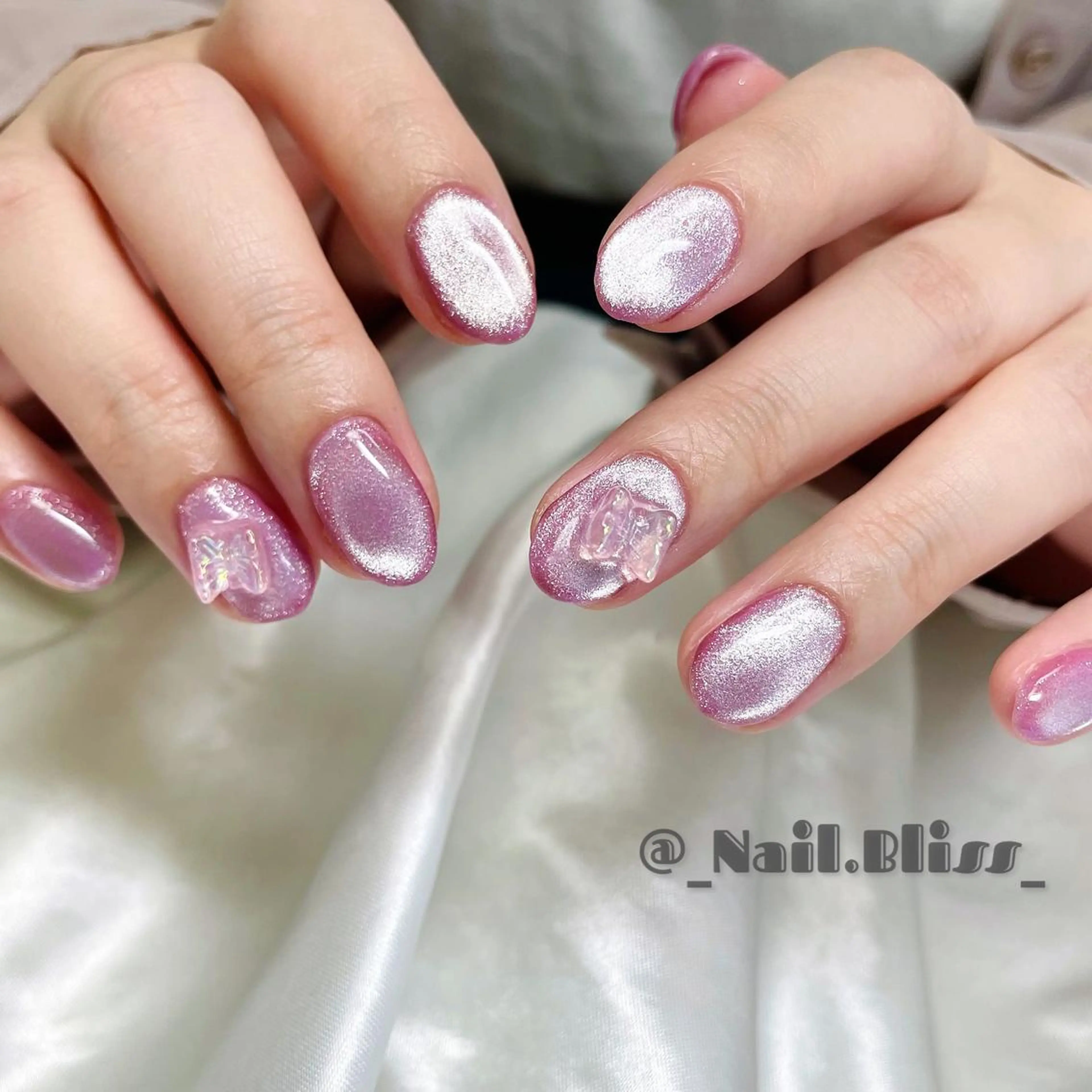 ネイル 氷ネイル・うるうるネイル マグネットネイル ハンドネイル NAIL BLISSのネイルデザイン