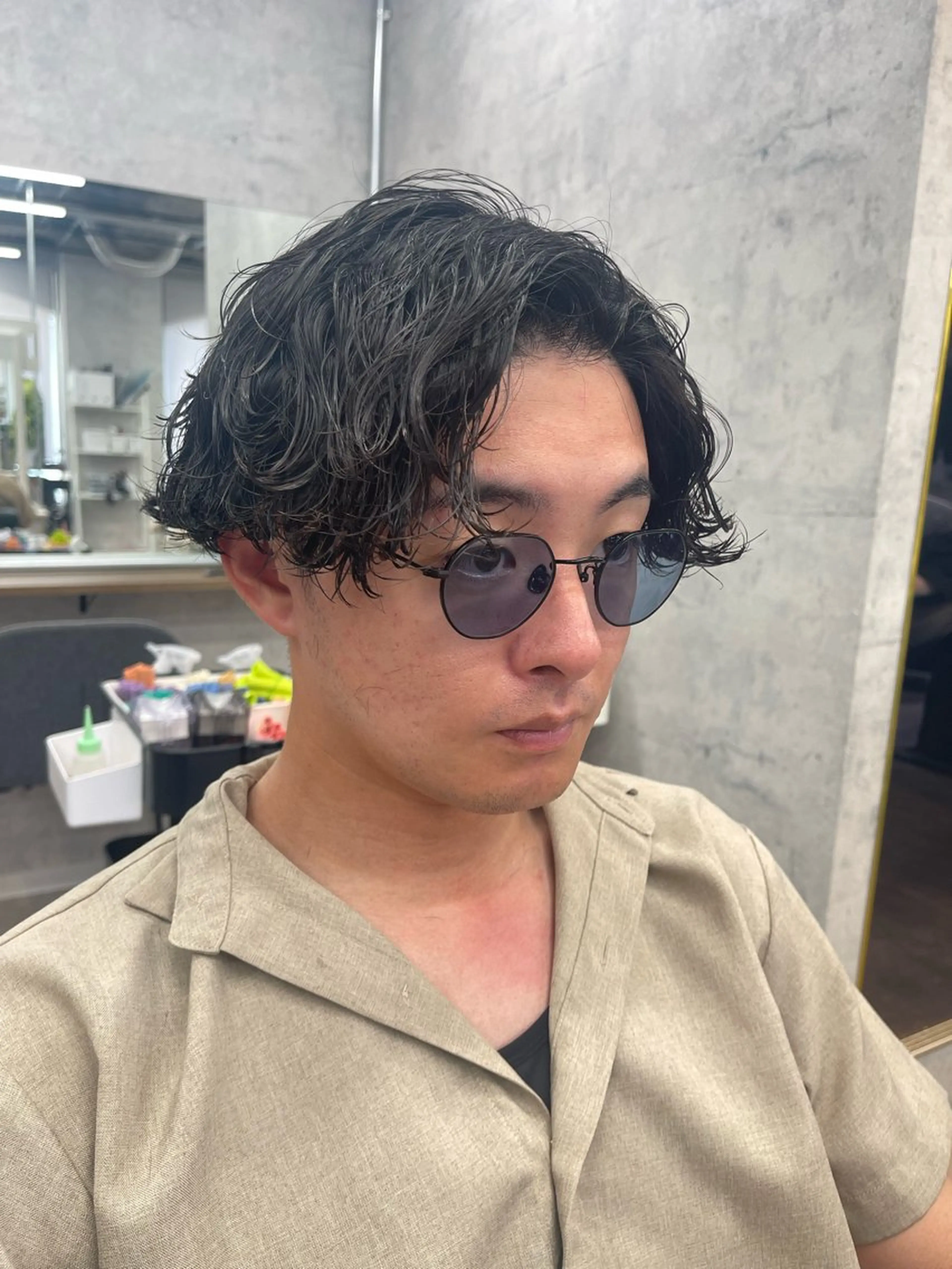 ミディアム パーマ メンズ カット パーマ トリートメント ✨メンズ支持率no1 野上✨のヘアスタイル