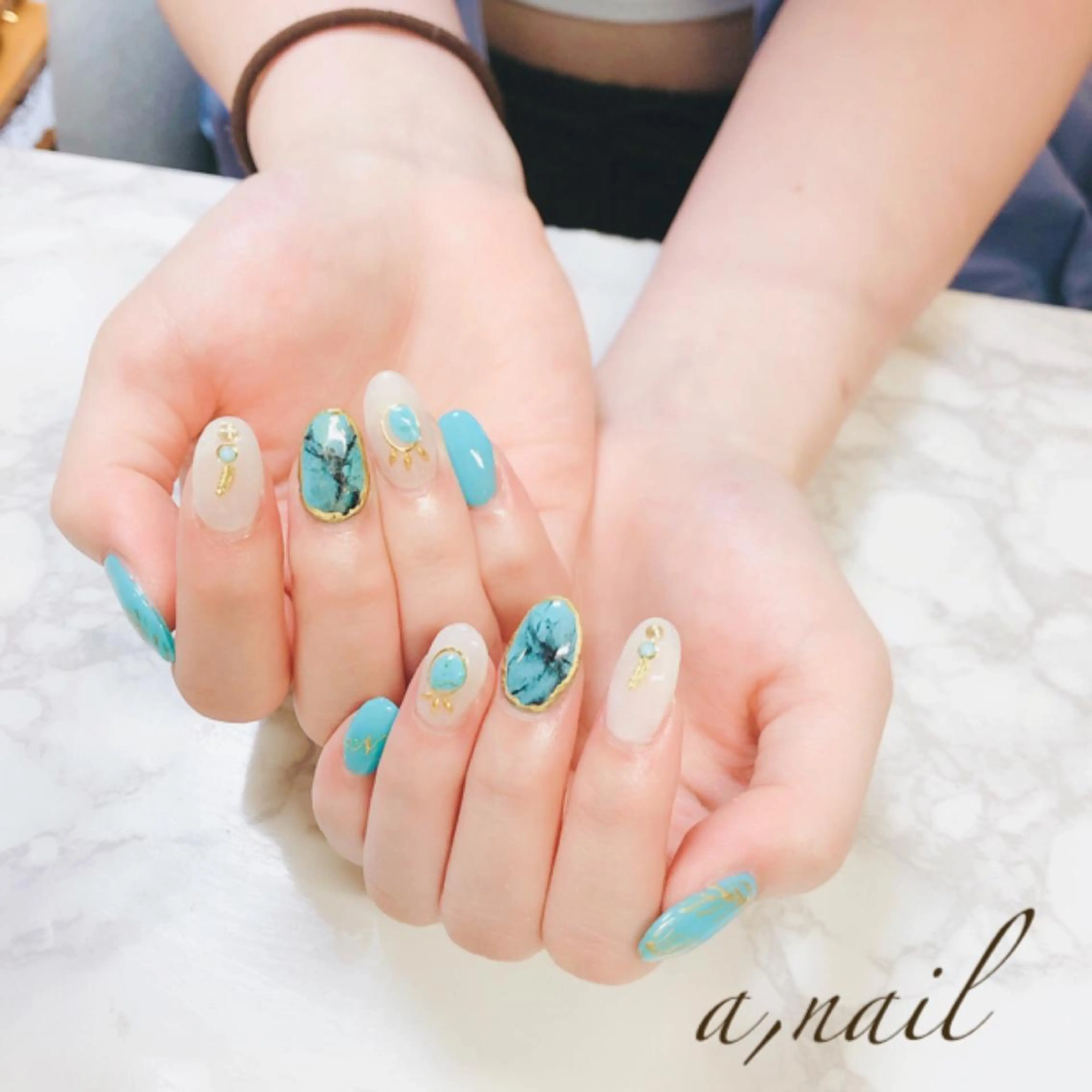 ネイル フットネイル ジェルネイル グラデーション 大理石ネイル(マーブル) オフィスネイル ハンドネイル ネイルサロン エーネイルのネイルデザイン