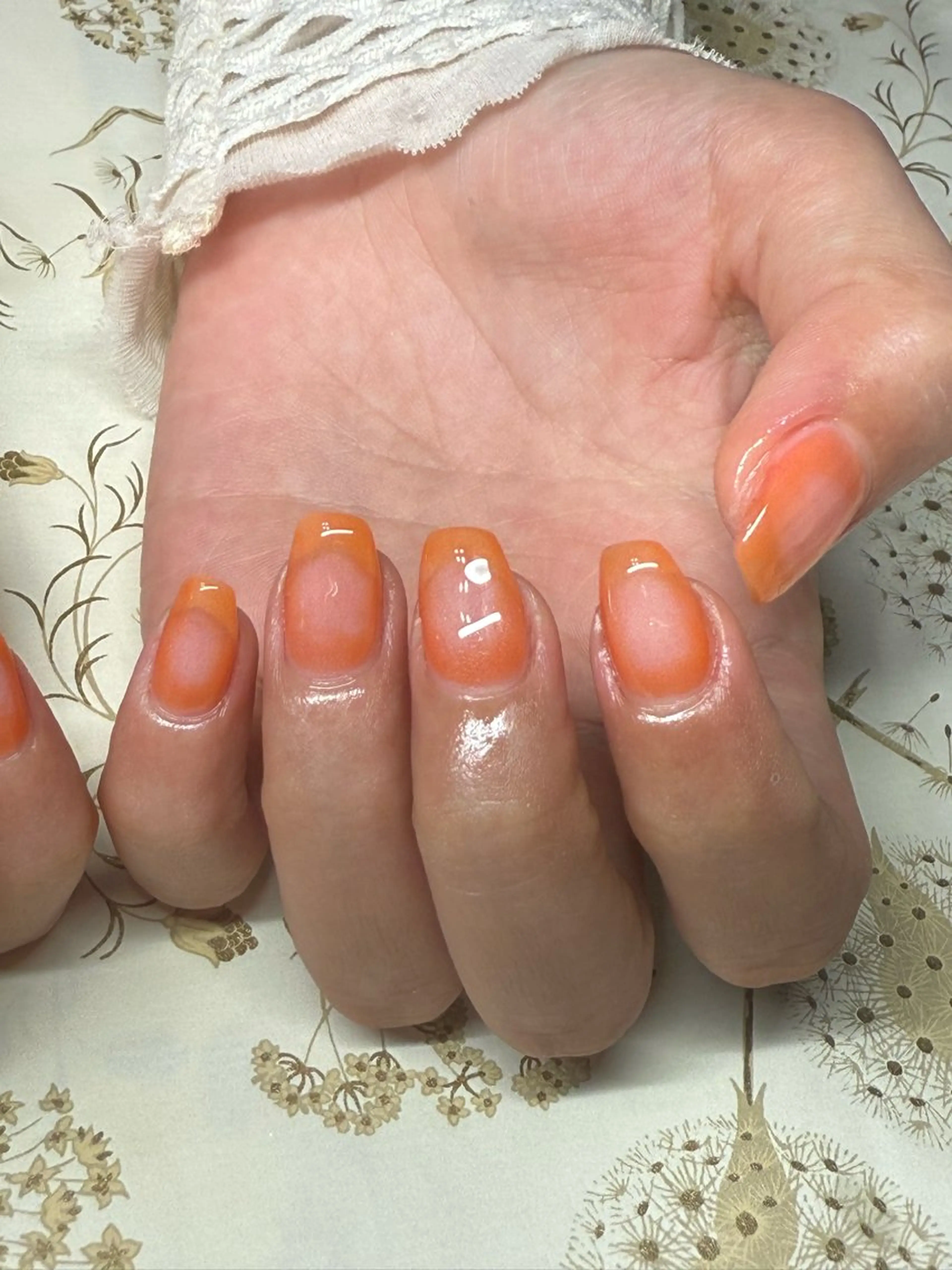 ネイル クリアネイル オレンジ 夏ネイル ハンドネイル miel nailのネイルデザイン