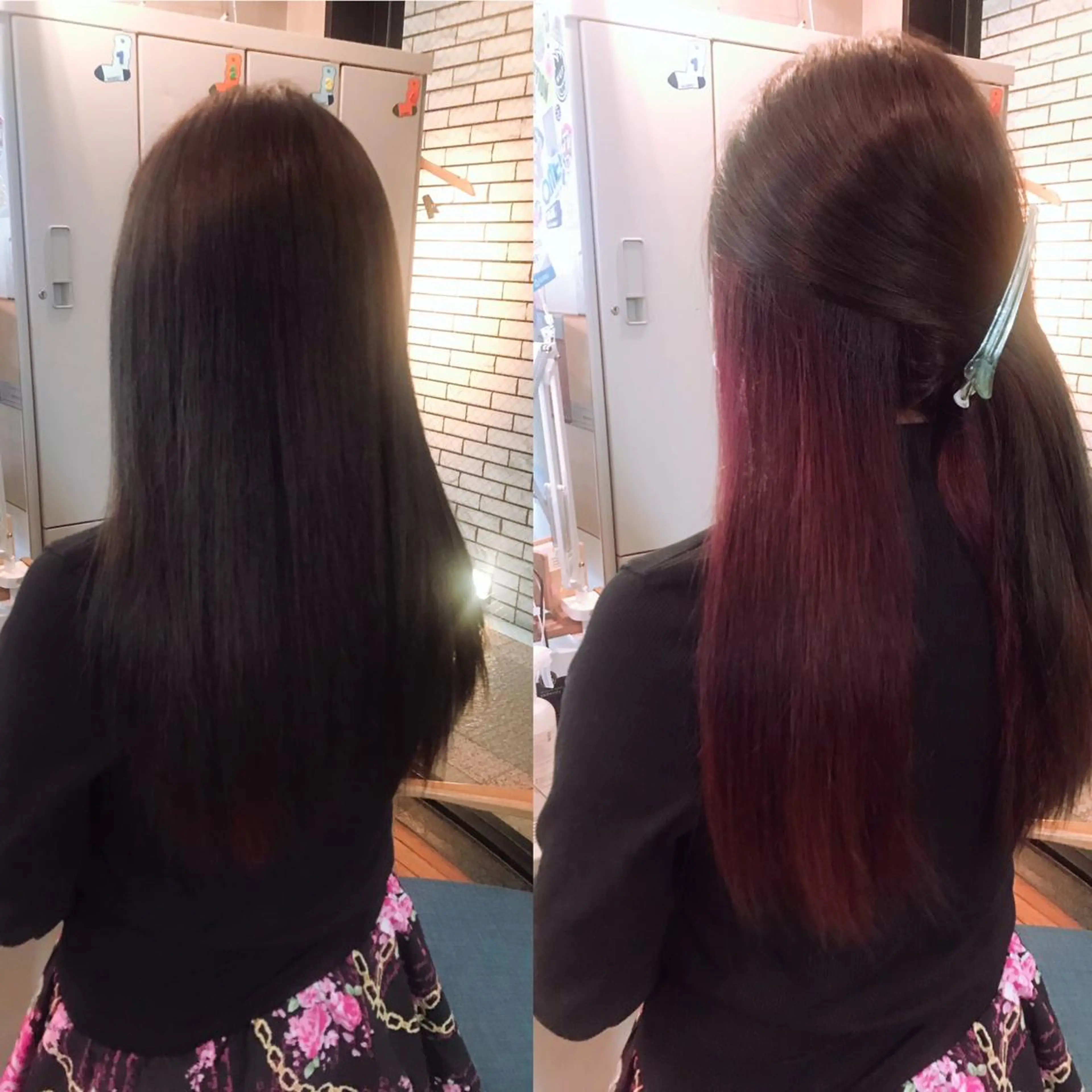 セミロング カラー ピンクカラー alpha. カラーエクステ下妻のヘアスタイル