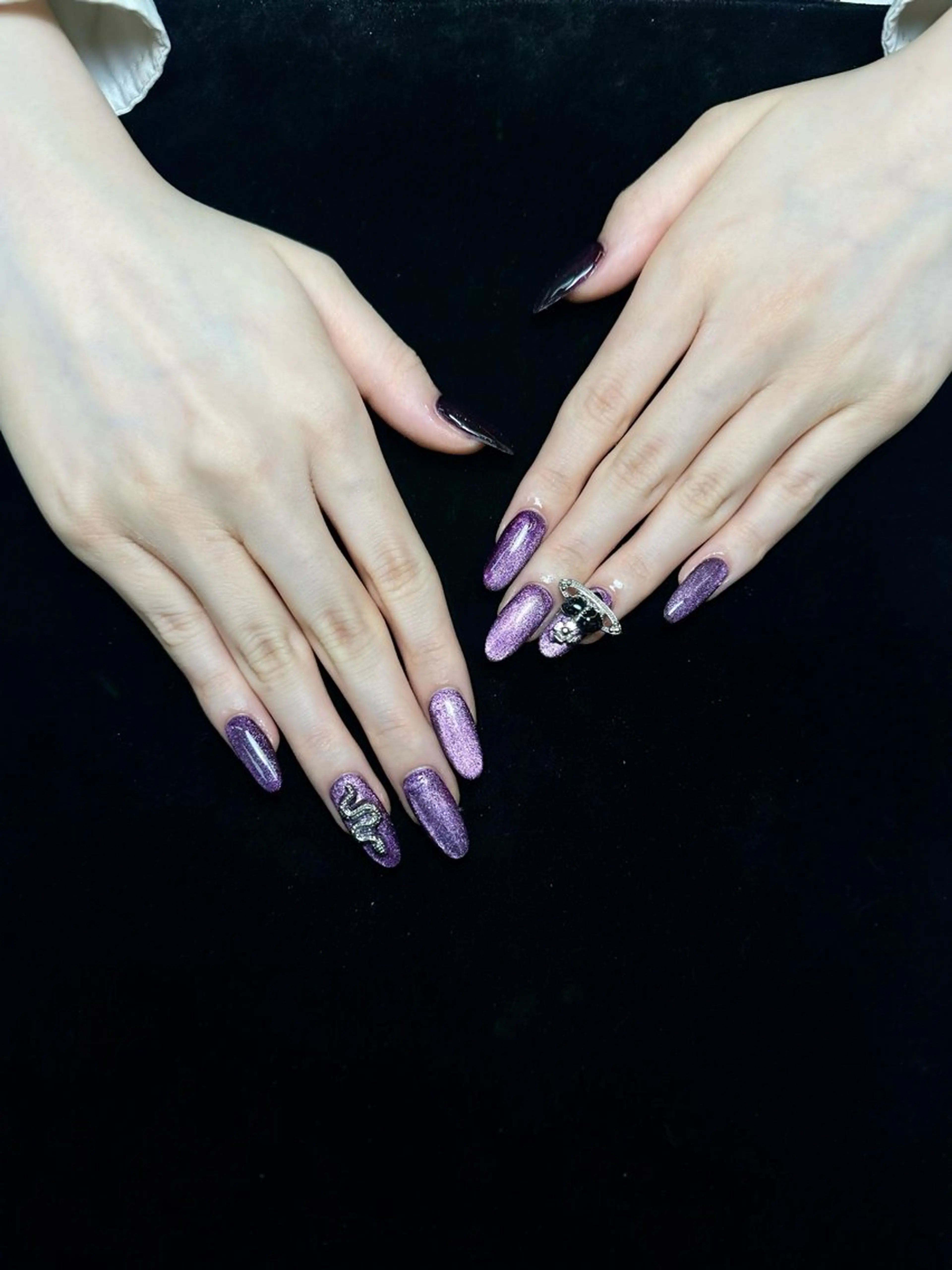 チップ長さだし10本+450色 マグネット/ラメグラ/ワンカラ 2個パーツ (オフ别料金)の写真