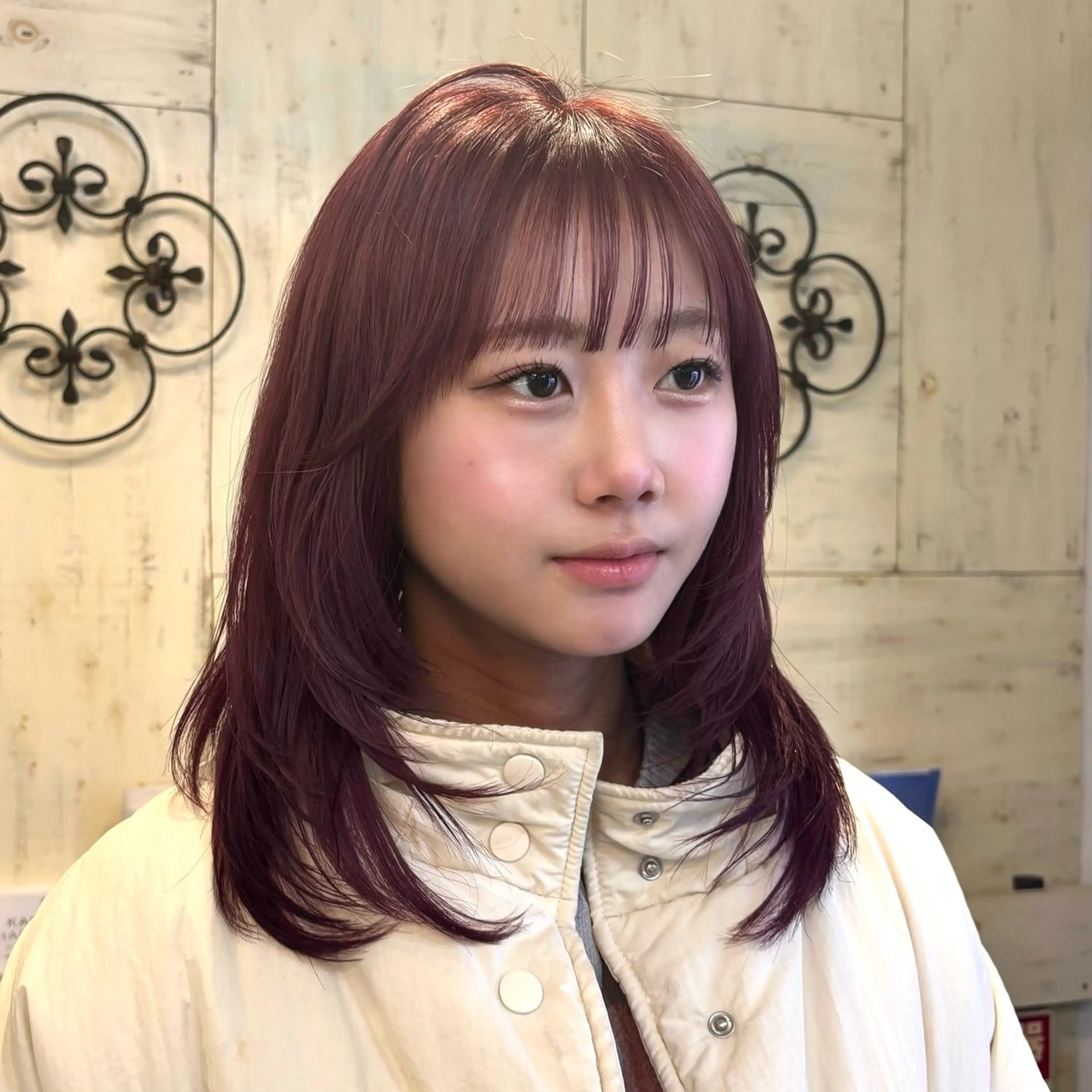 セミロング カラー ベージュカラー ラベンダーカラー ピンクカラー ピンクベージュ ピンクラベンダー カット ヘアカラー トリートメント レイヤー/顔周り/ 韓国ヘア🤍フウカのヘアスタイル