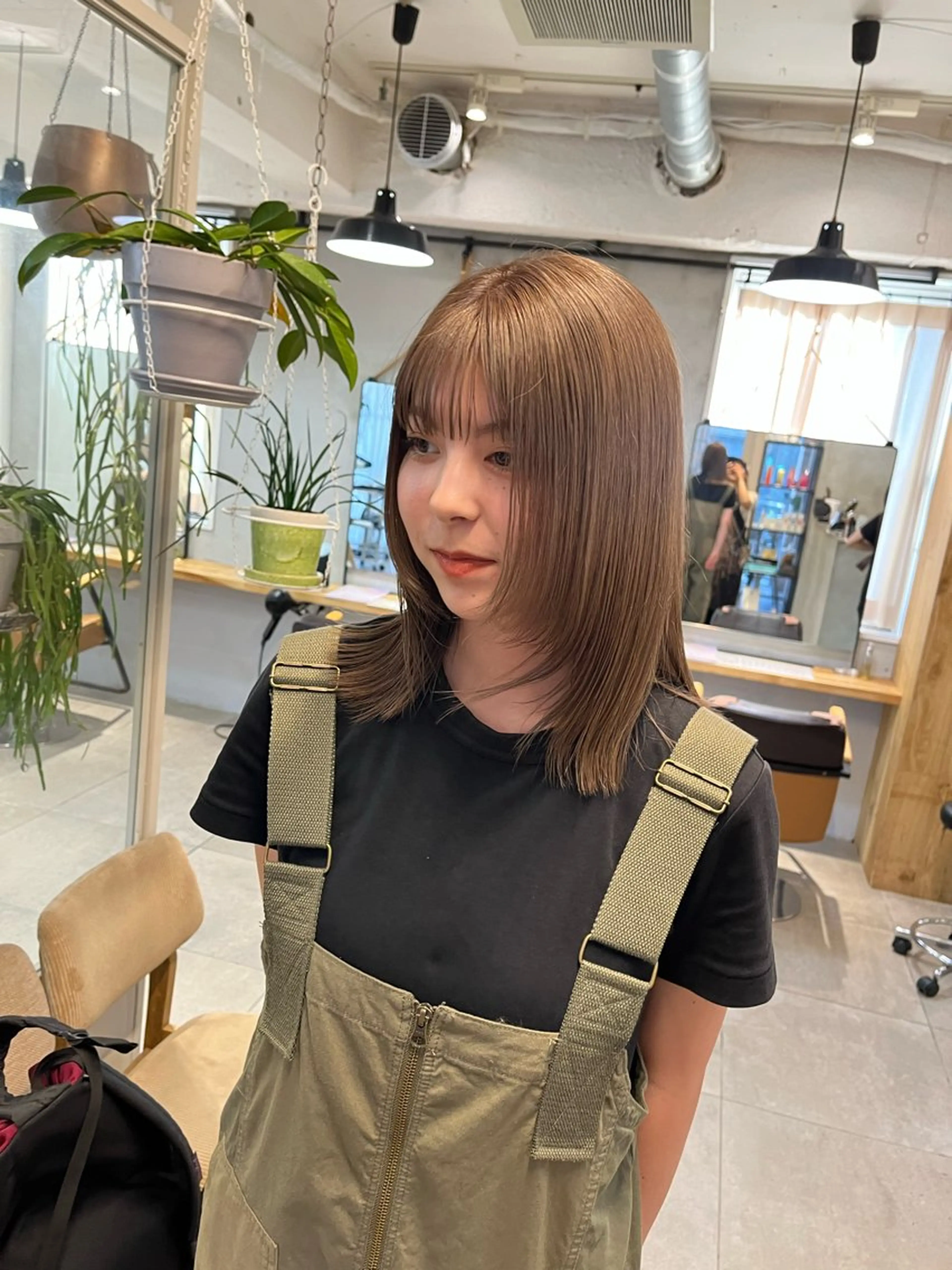 セミロング カラー ヘアカラー トリートメント オリーブ/縮毛♡ Natsuno🩰のヘアスタイル