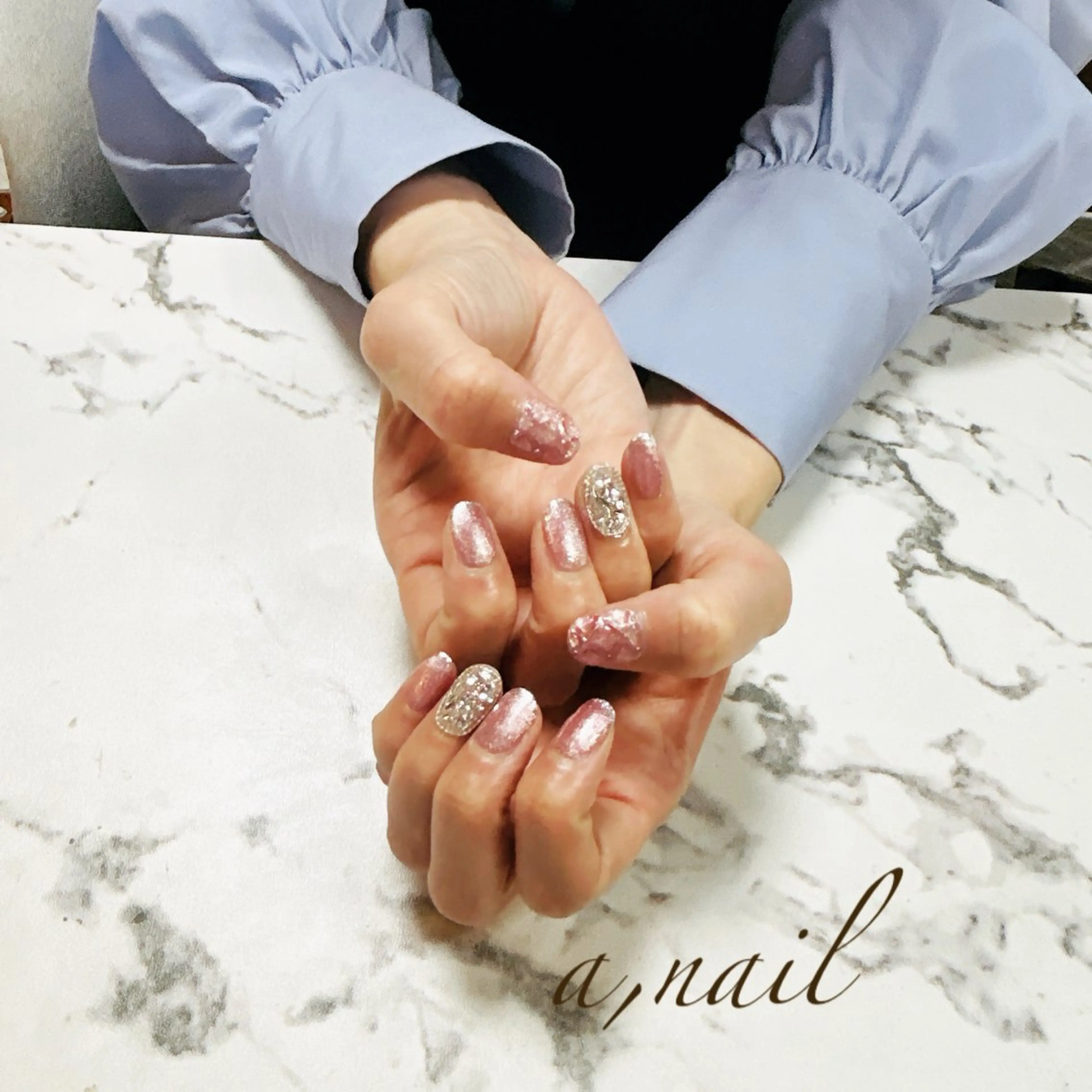 ネイル フレンチネイル キラキラネイル ラメ(グリッター) マグネットネイル ワンカラーネイル ハンドネイル ネイルサロン エーネイルのネイルデザイン