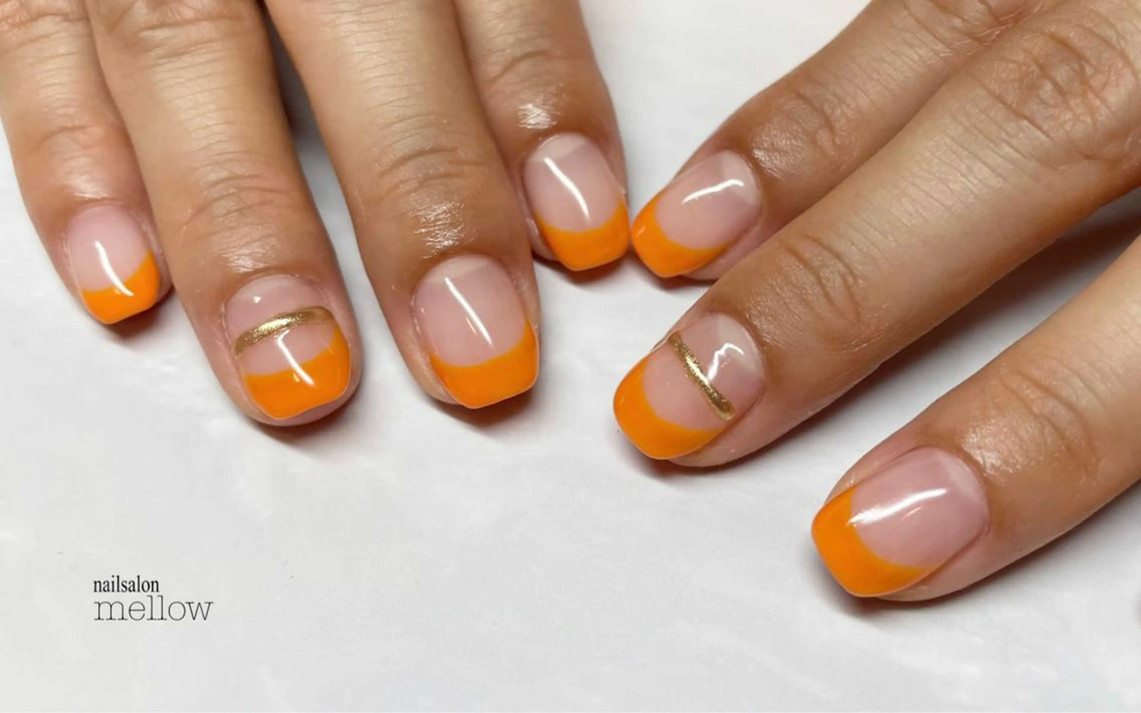 ネイル フレンチネイル オレンジ 大山 浩美のネイルデザイン