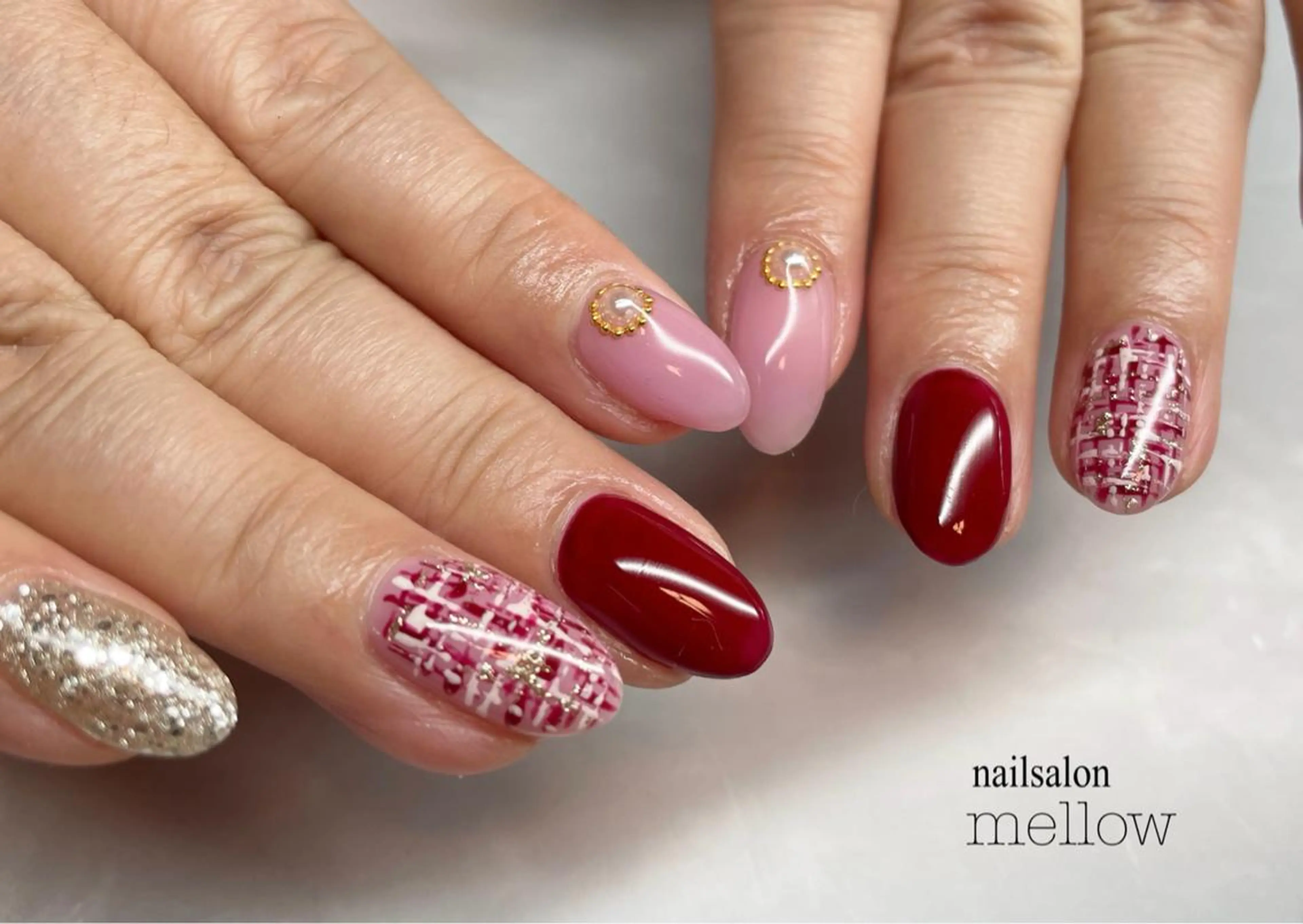 ネイル ピンク ツイードネイル 大山 浩美のネイルデザイン