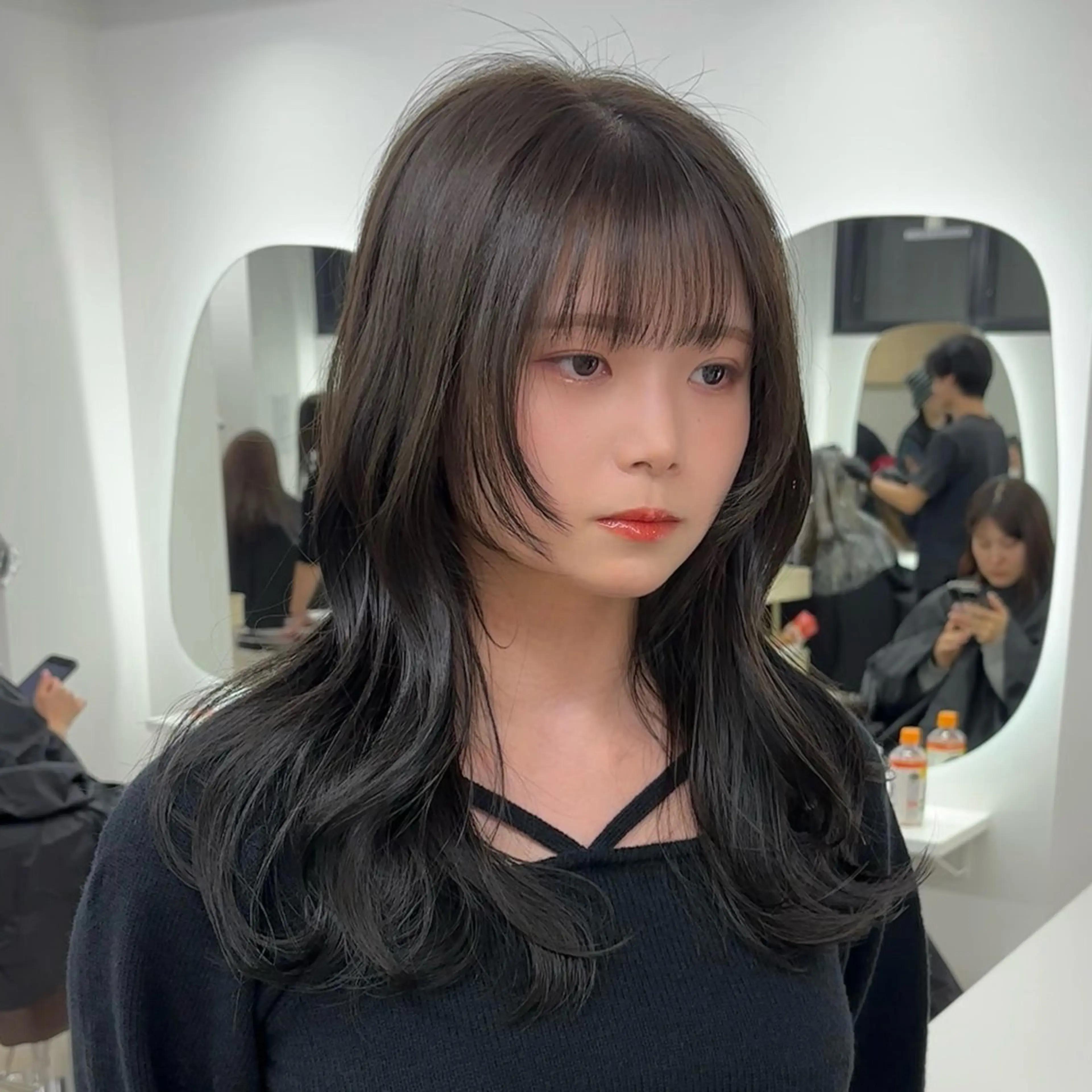 ミディアム カラー カット ヘアカラー トリートメント 韓国ヘア/髪質改善/ レイヤー/ブラウンのヘアスタイル