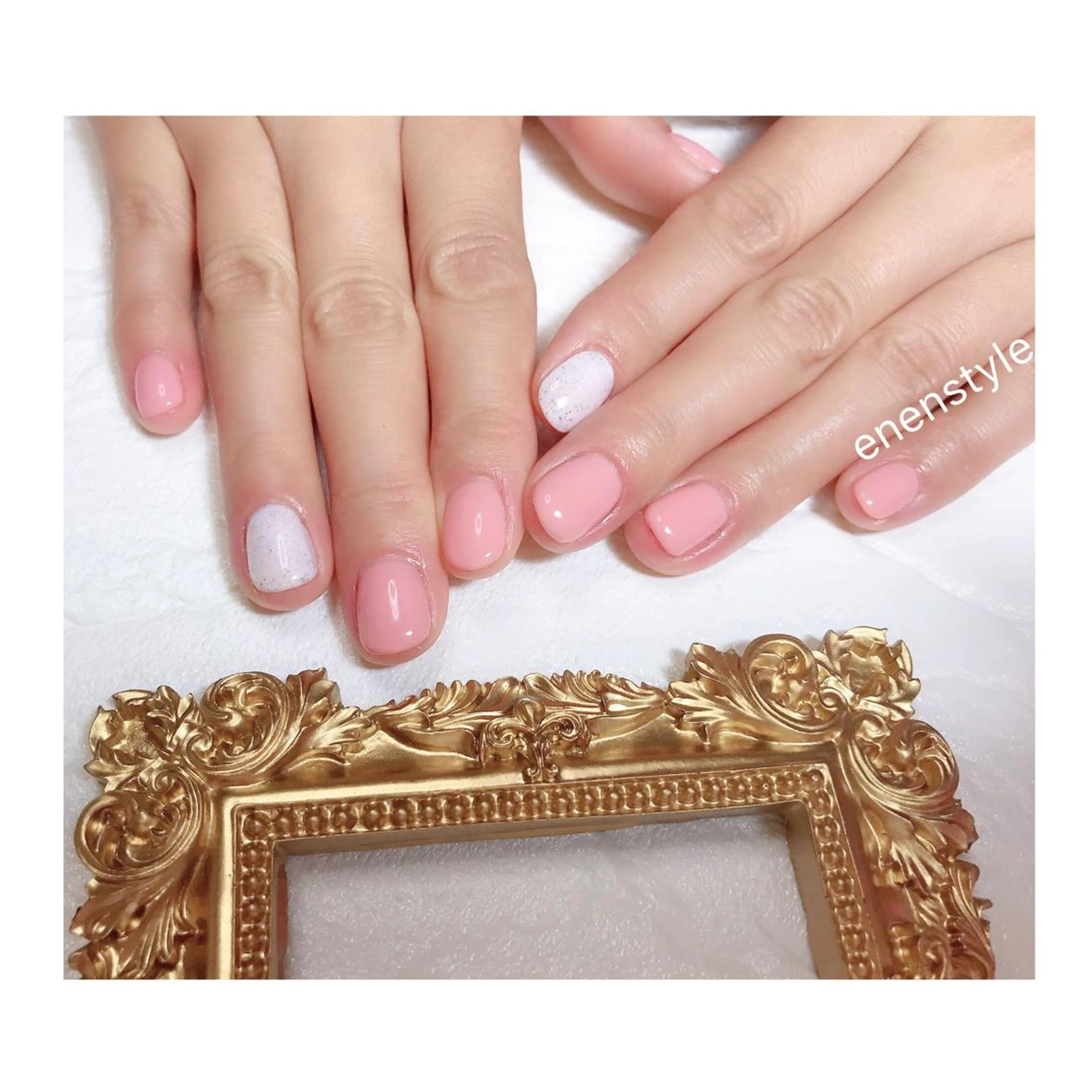 ショート ネイル ショートヘア ジェルネイル ニュアンスネイル オフィスネイル ピンク 👑enen style👑のネイルデザイン