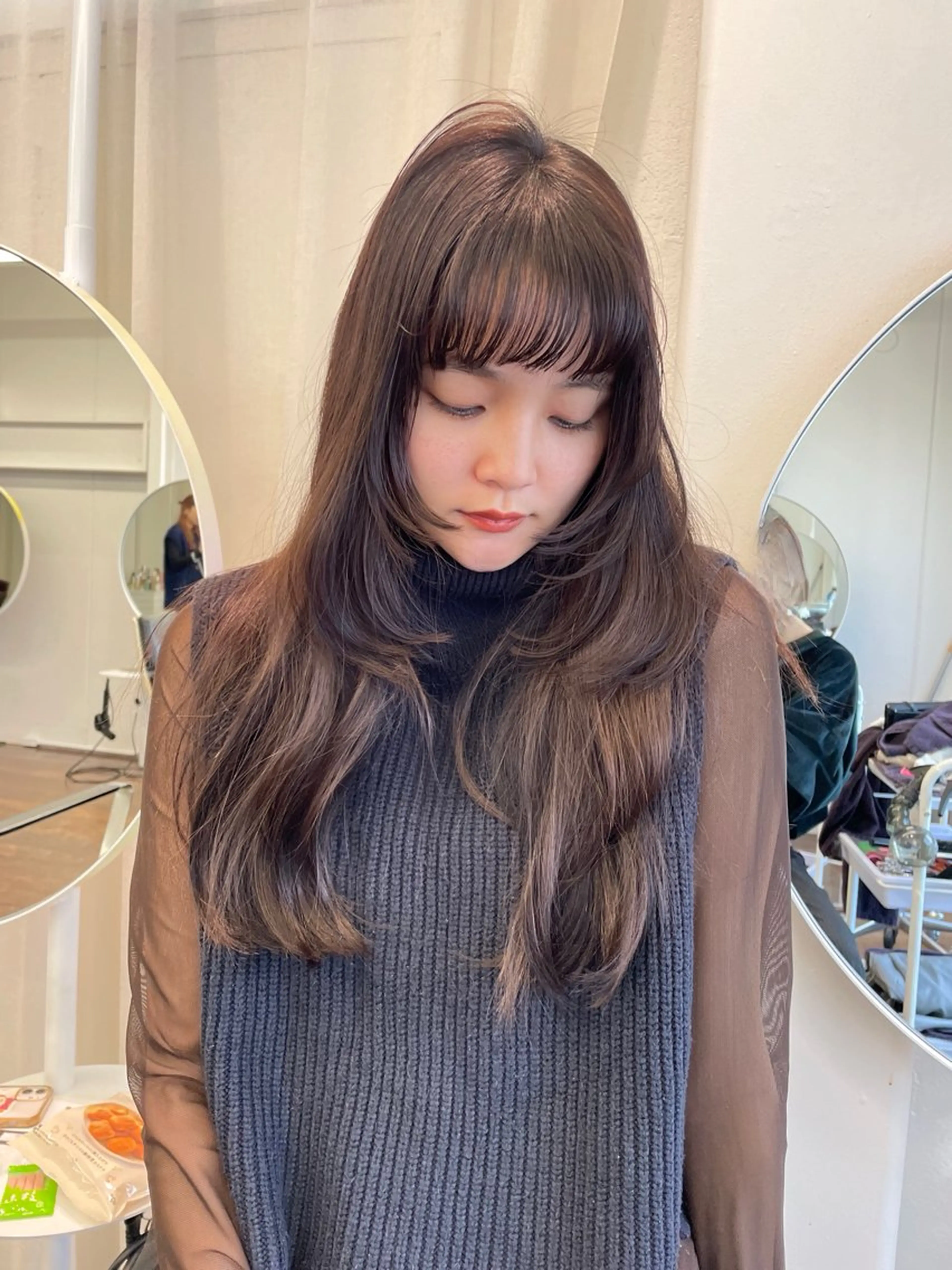 ロング カラー ブラウンカラー 小顔カット カット ヘアカラー トリートメント レイヤーカット🎀 kanaのヘアスタイル