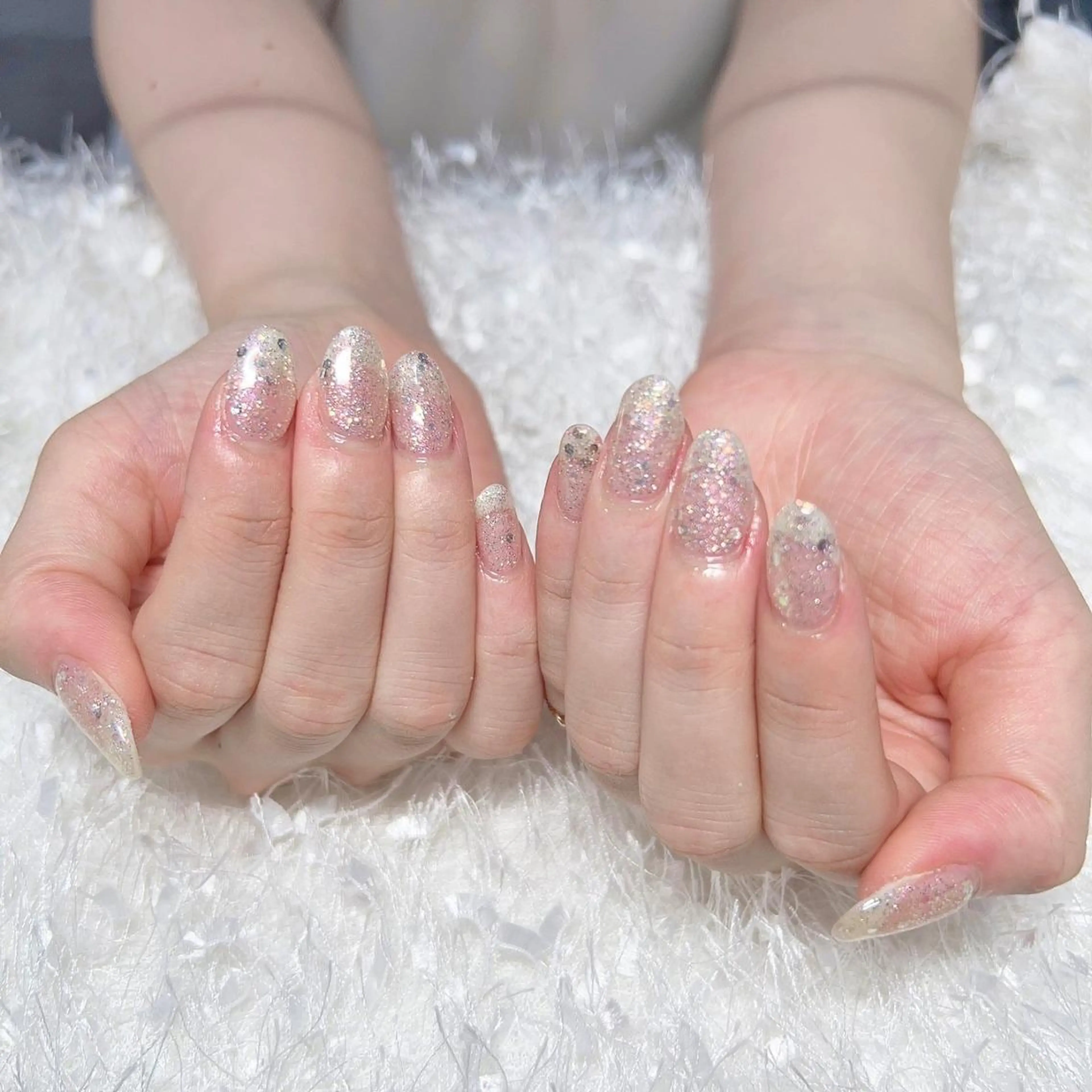 ネイル 長さ出し ジェルネイル グラデーション 韓国ネイル ラメ(グリッター) ハンドネイル Nail&eye Belire 新宿のネイルデザイン