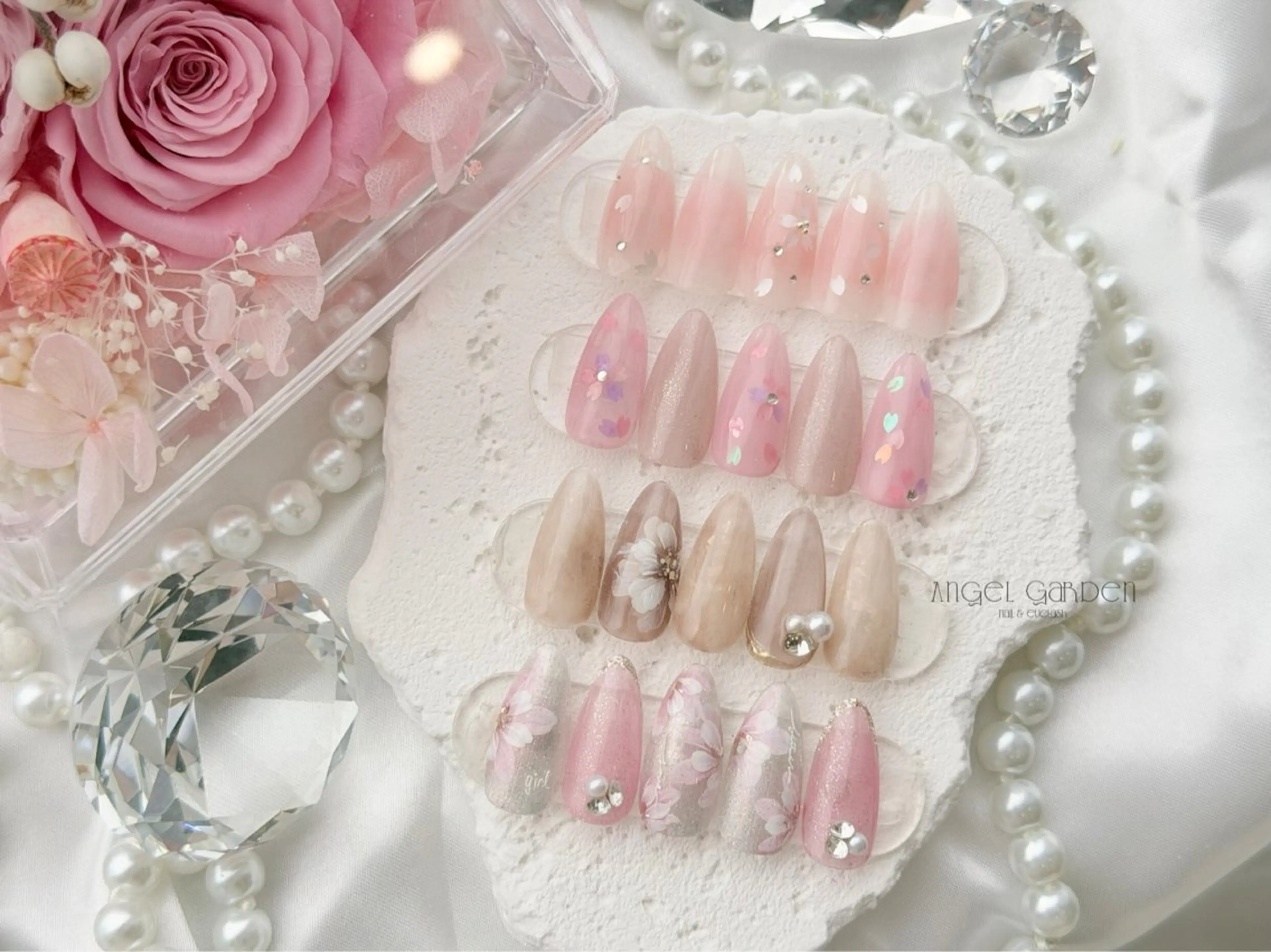 ネイル フラワーネイル 春ネイル Angel Garden池袋のネイルデザイン