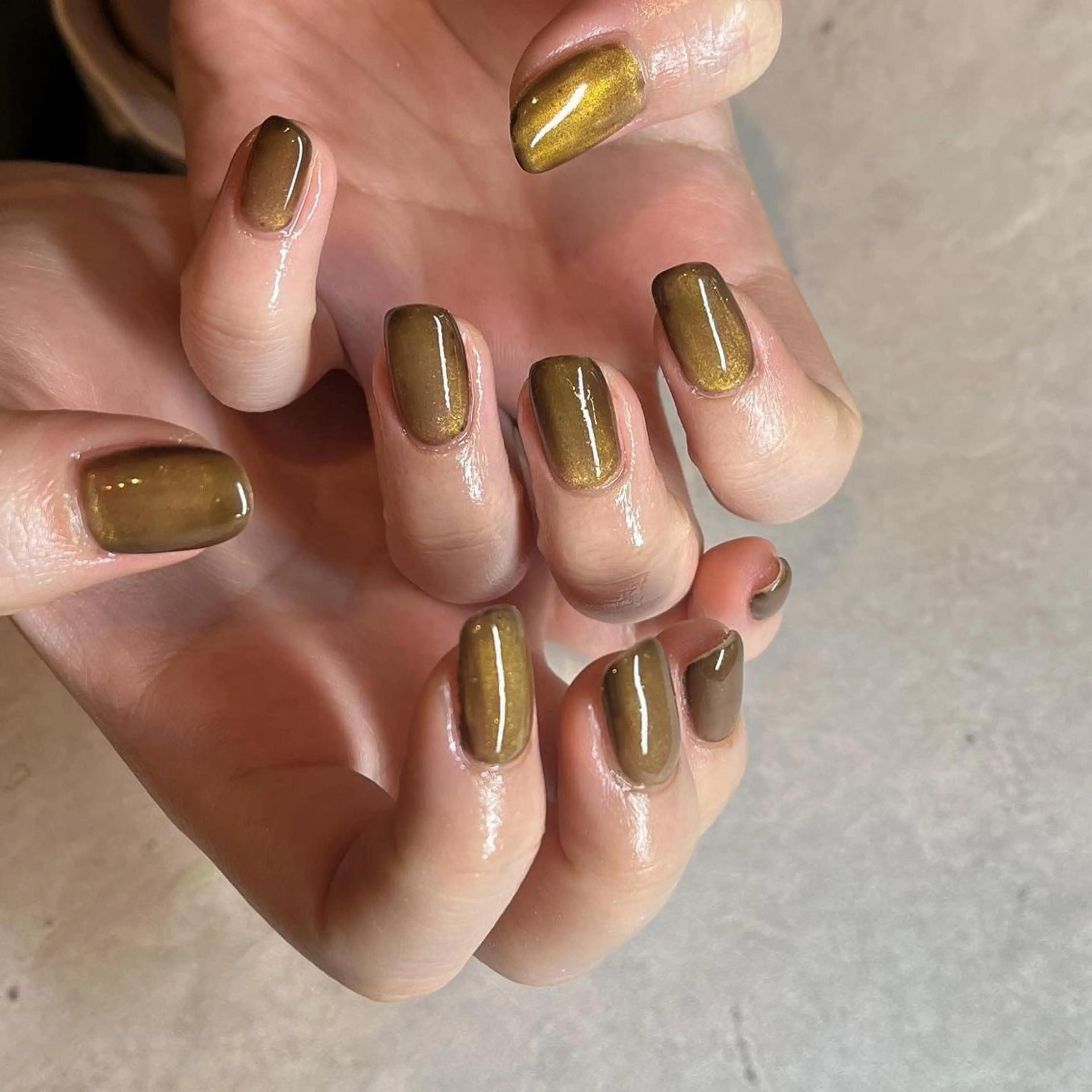 ネイル ブラウン マグネットネイル フリーランス¨̮⃝ ネイリストOKADAのネイルデザイン