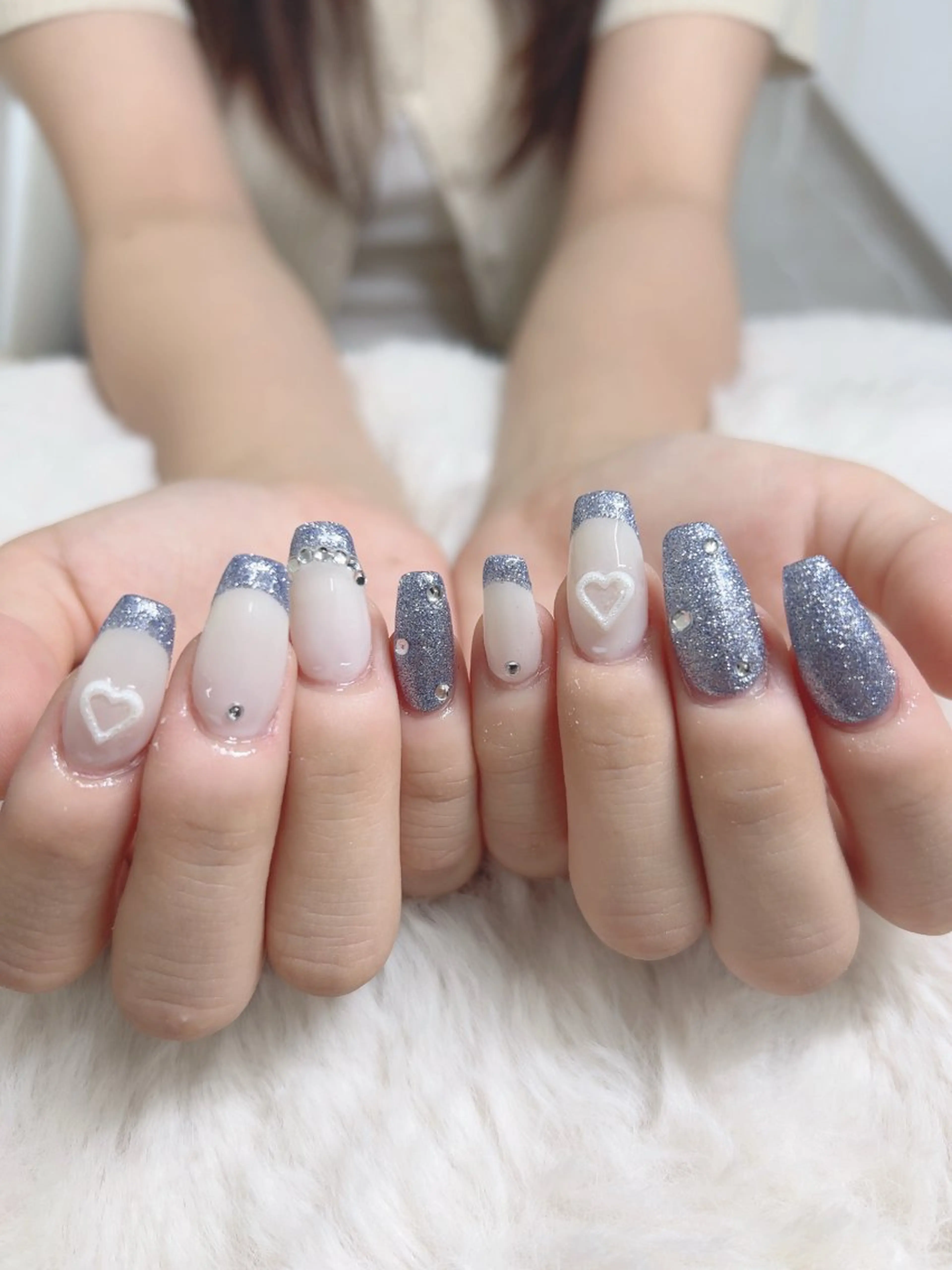 ネイル 水色 スカルプネイル FILLnail古河店所属・FIILnail MEIのネイルデザイン