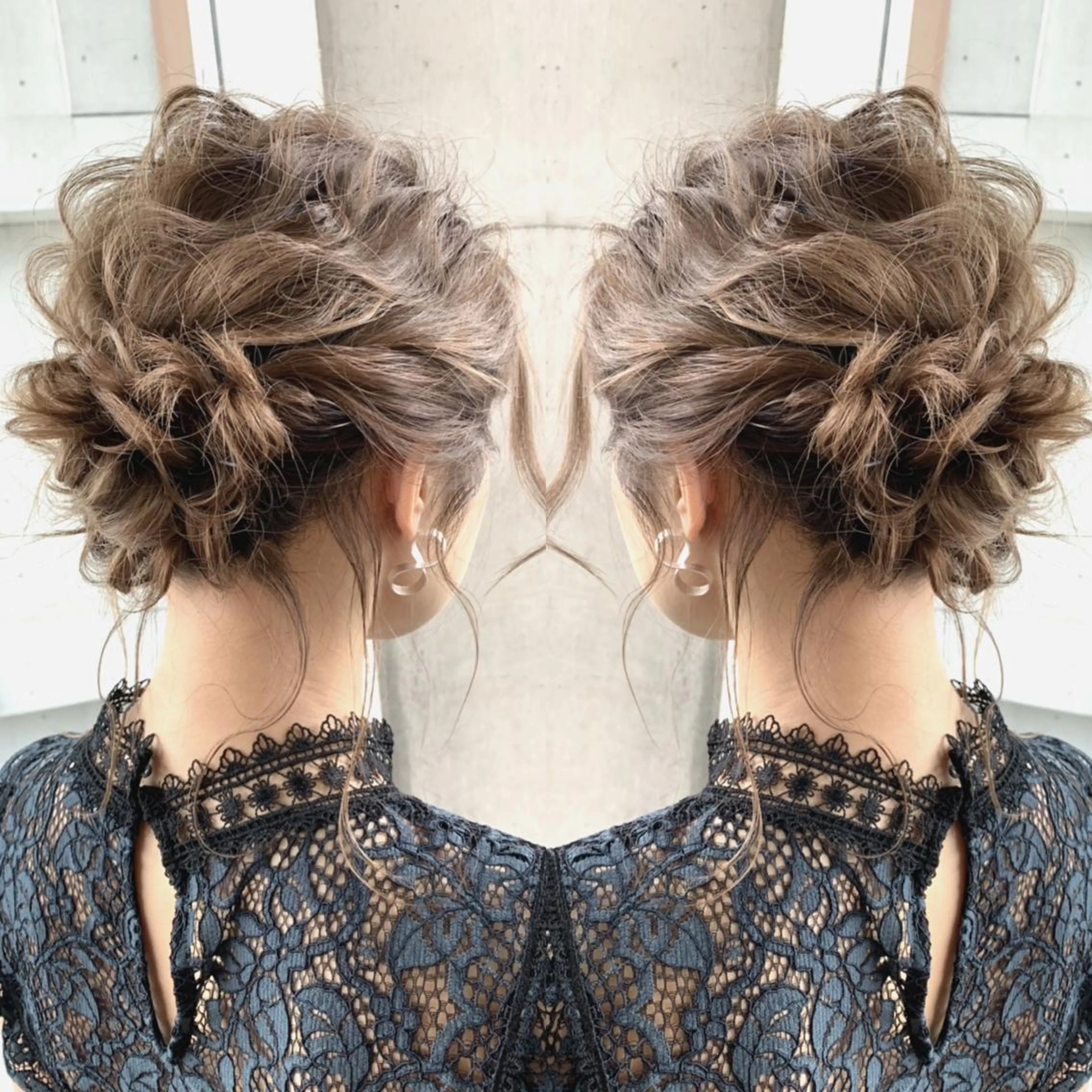 ミディアム ヘアアレンジ 結婚式・ブライダル Merci メルシー 福岡、今泉のヘアスタイル