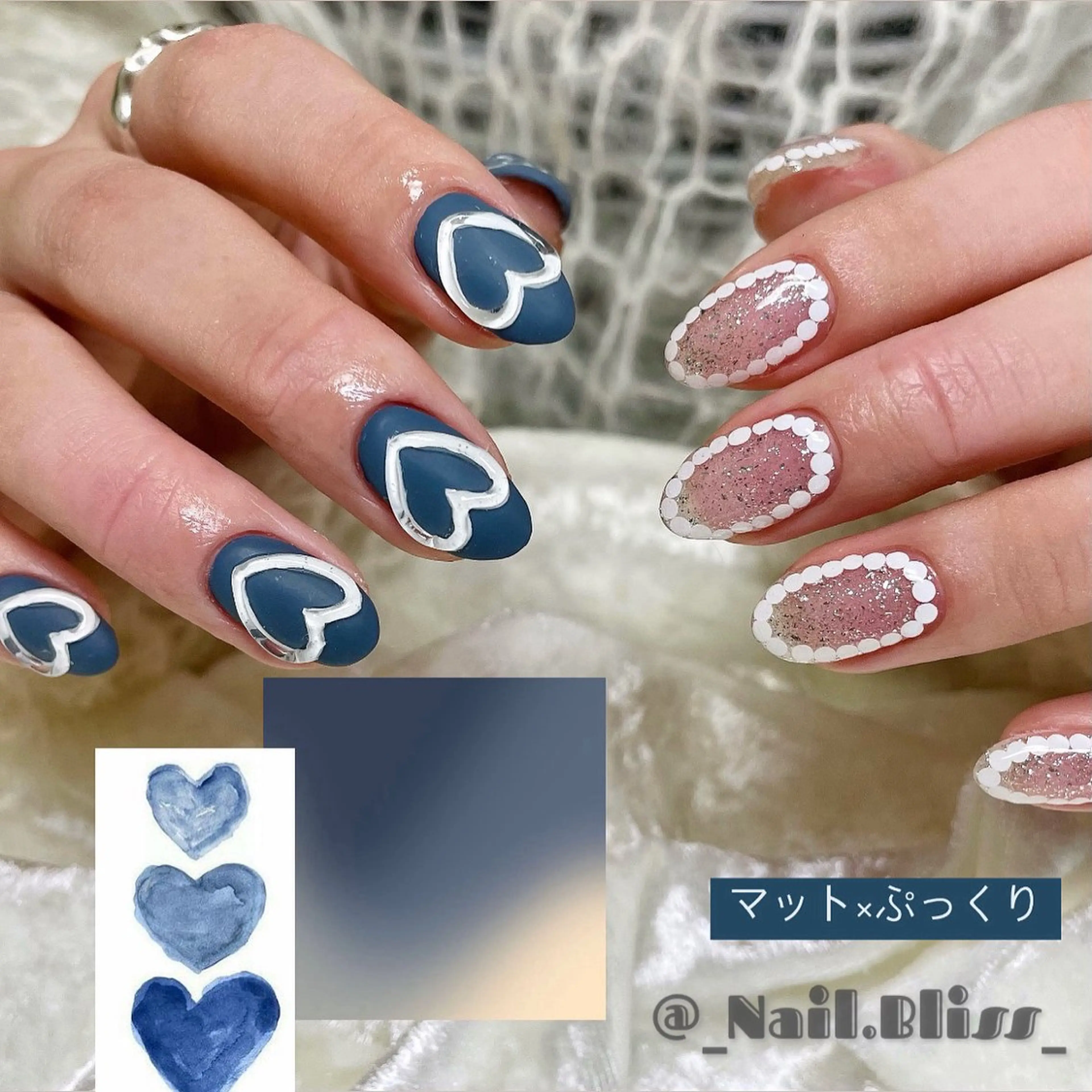 ネイル マットネイル ぷっくりネイル ハンドネイル NAIL BLISSのネイルデザイン