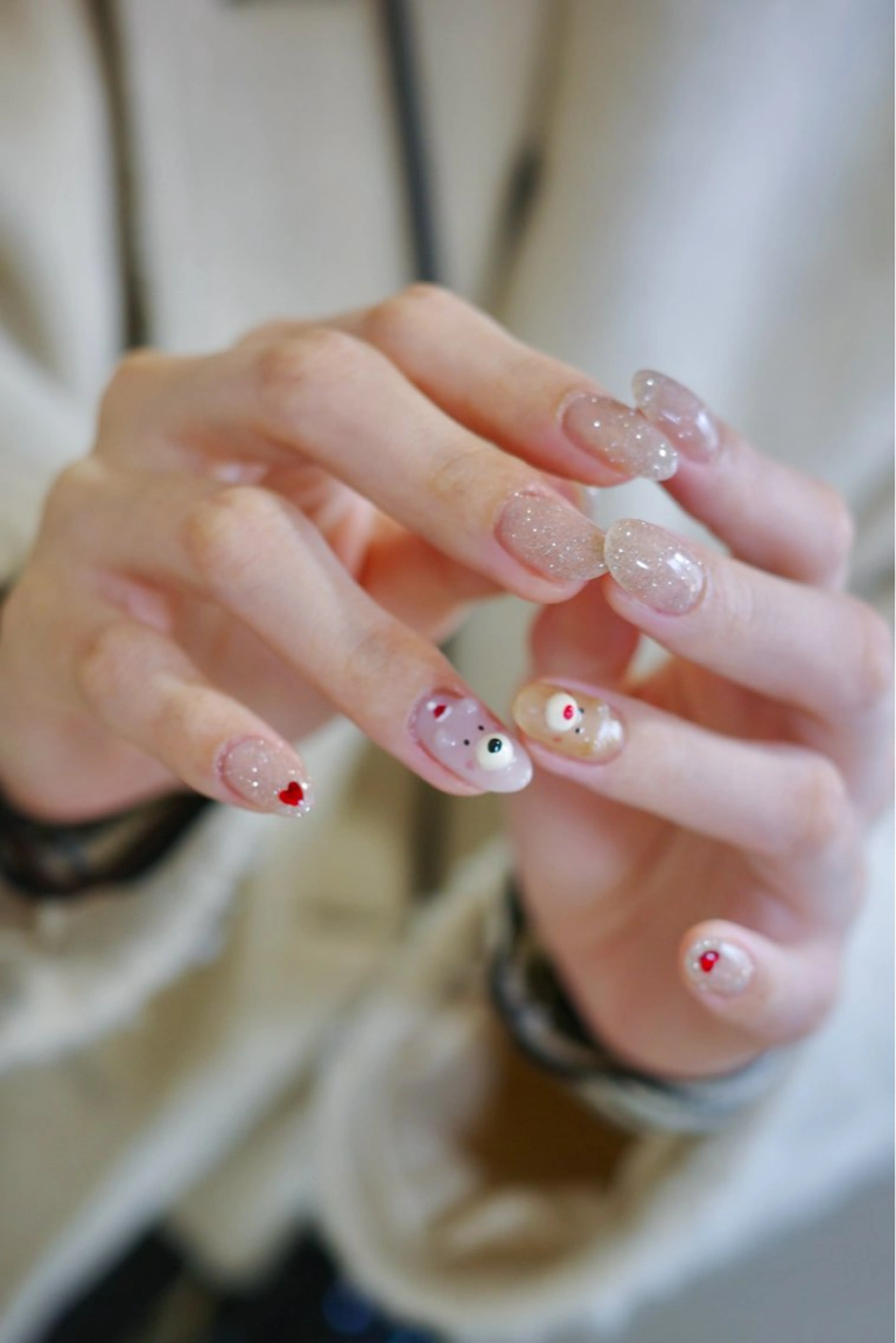 ネイル フラッシュネイル ジェルネイル キラキラネイル パラジェル ピンク ハンドネイル pointillé .ayaのネイルデザイン