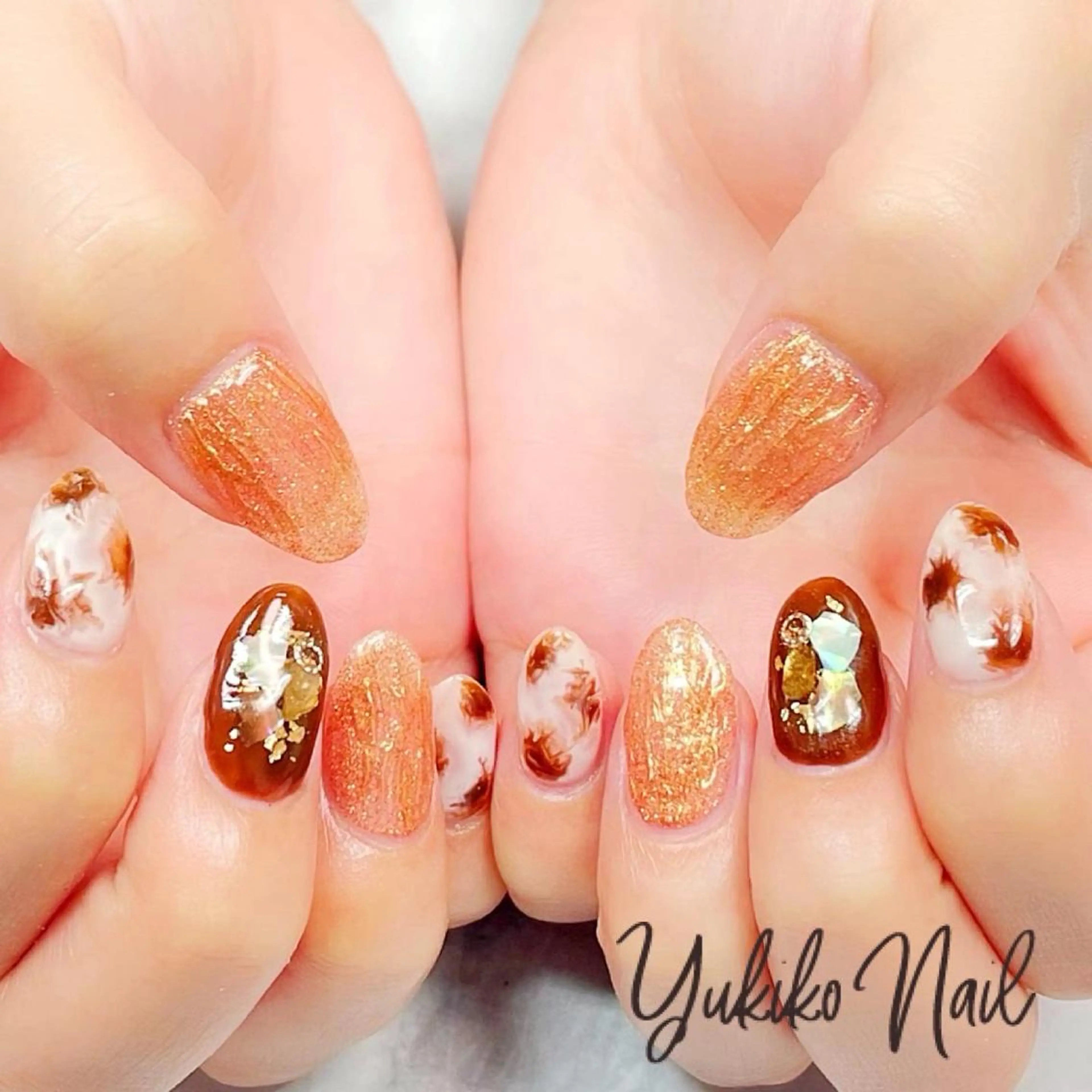 ネイル ブラウン ハンドネイル ユキコ ネイルのネイルデザイン