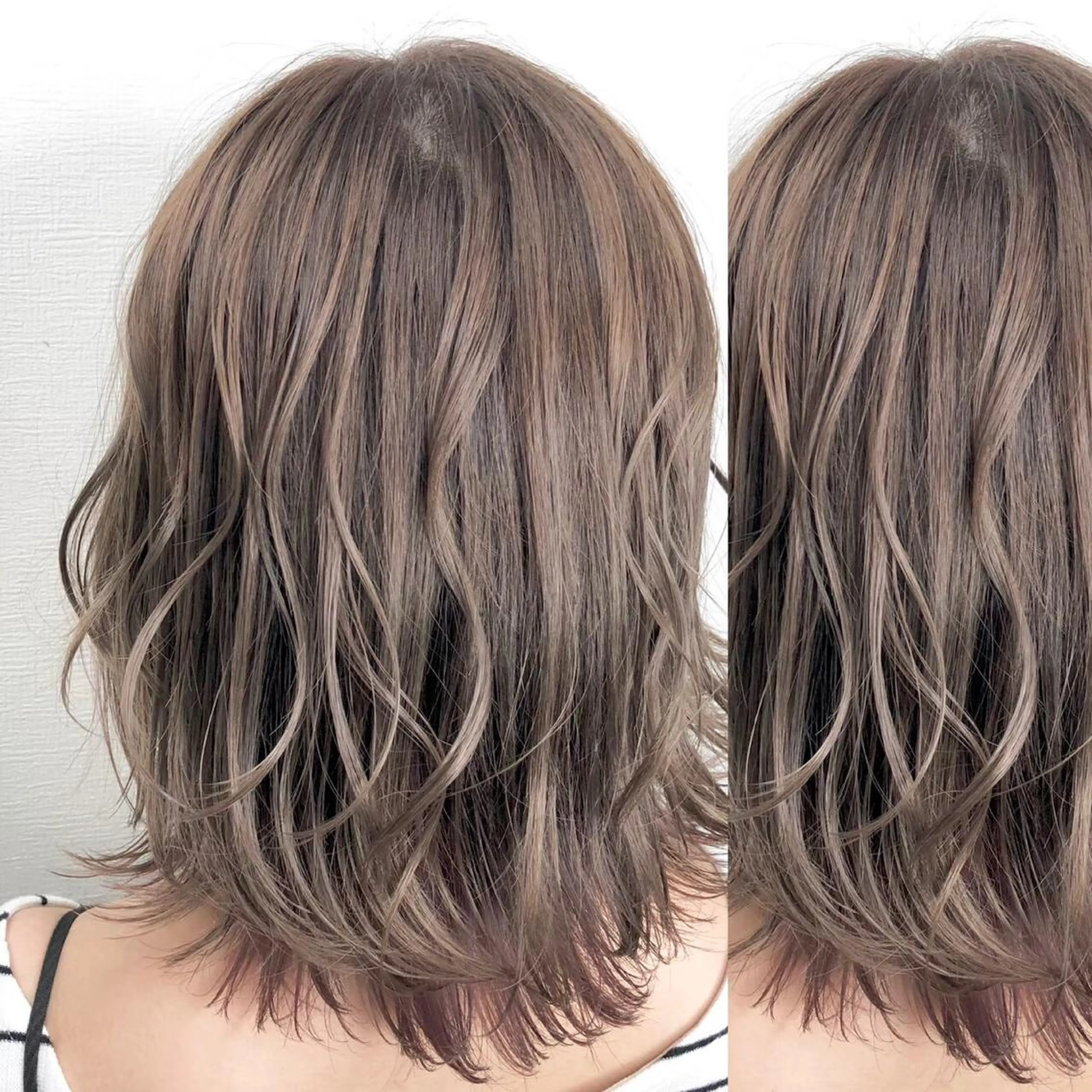 セミロング カラー JuNブリーチに 縮毛矯正するプロのヘアスタイル