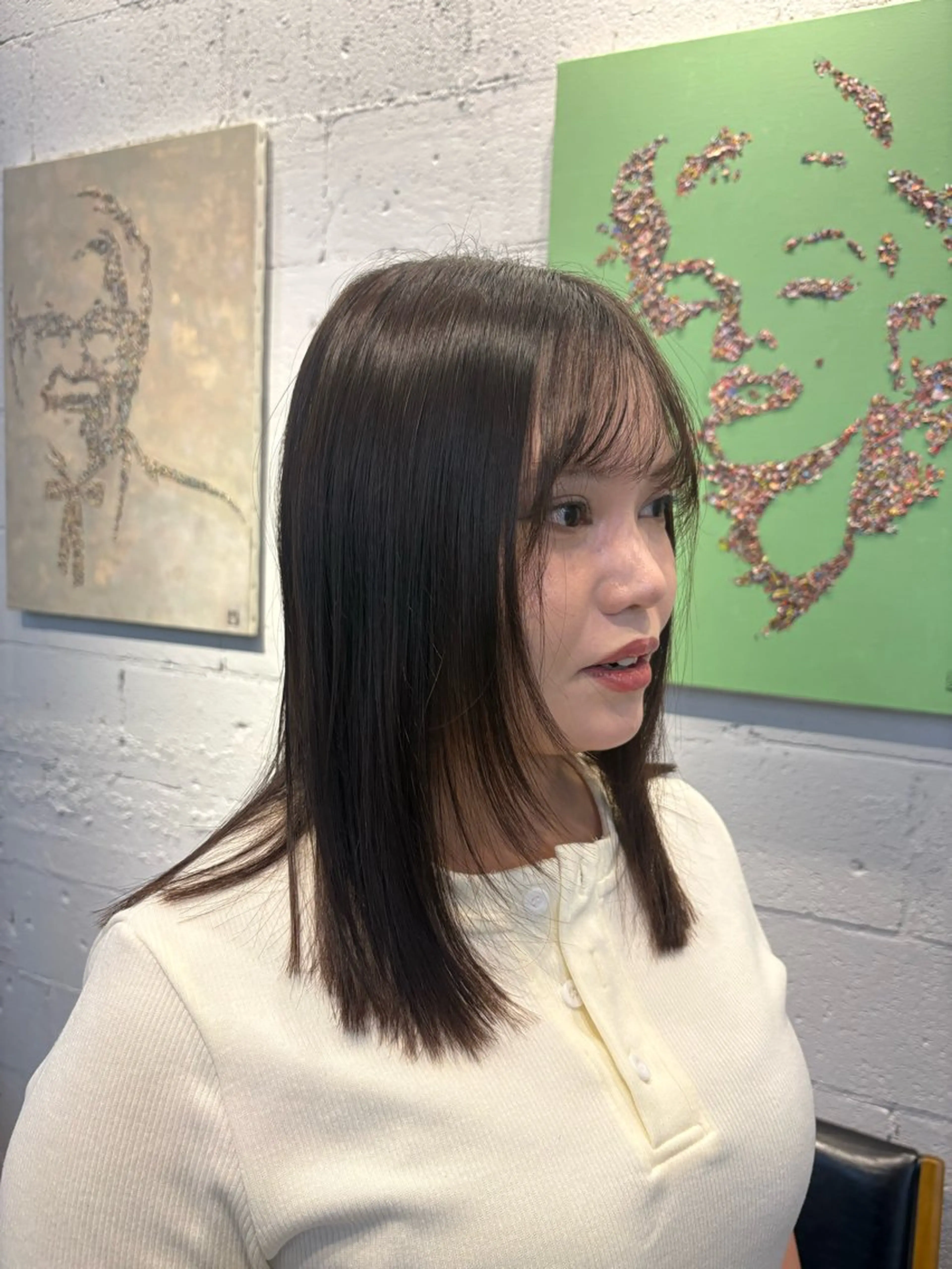 ミディアム 顔周りカット レイヤーカット MERRY チネンヨシトのヘアスタイル