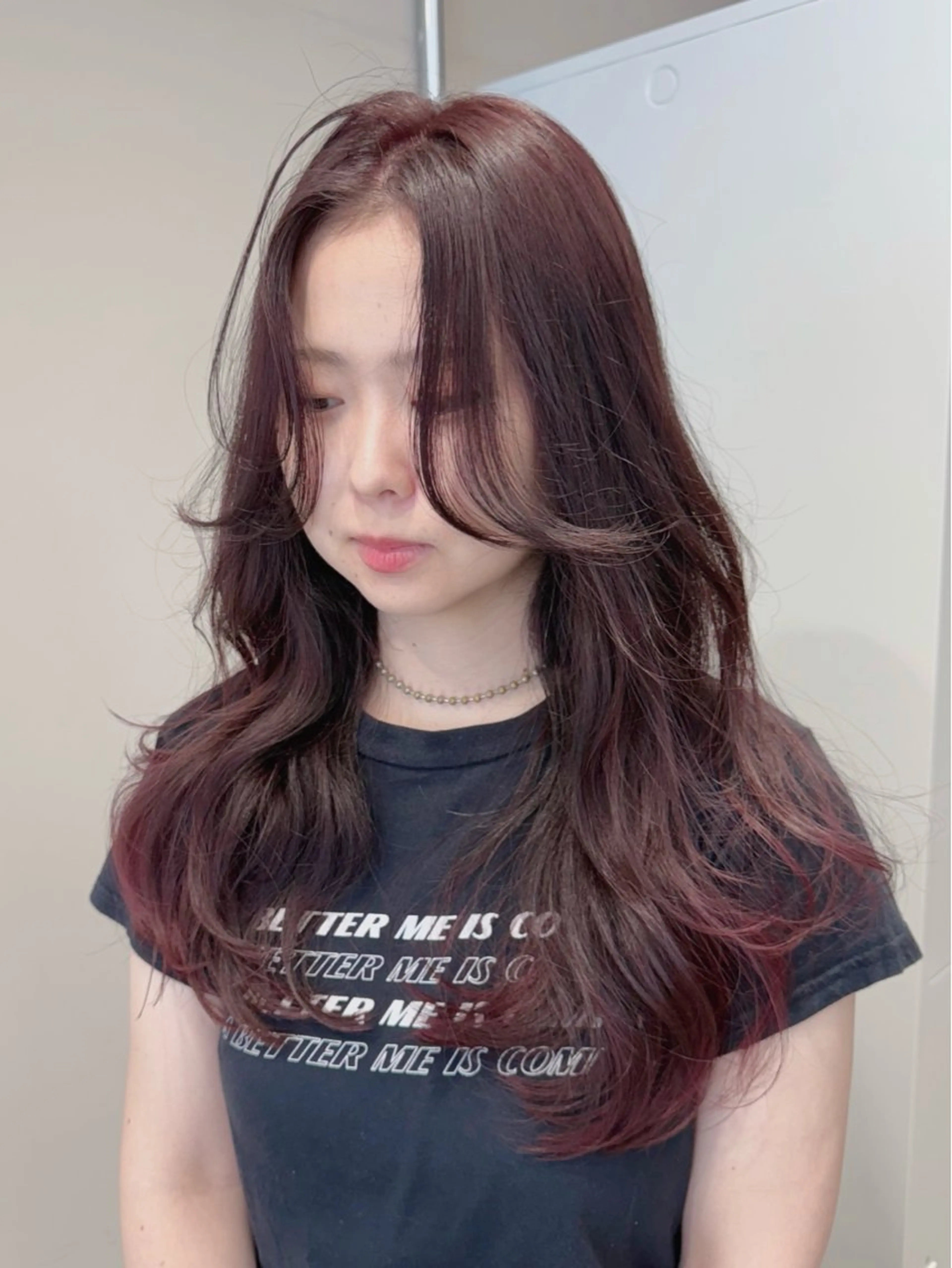 ロング カラー ブラウンカラー ピンクカラー ピンクブラウン レイヤーカット ちえみ/ ボブ・ショート募集中のヘアスタイル