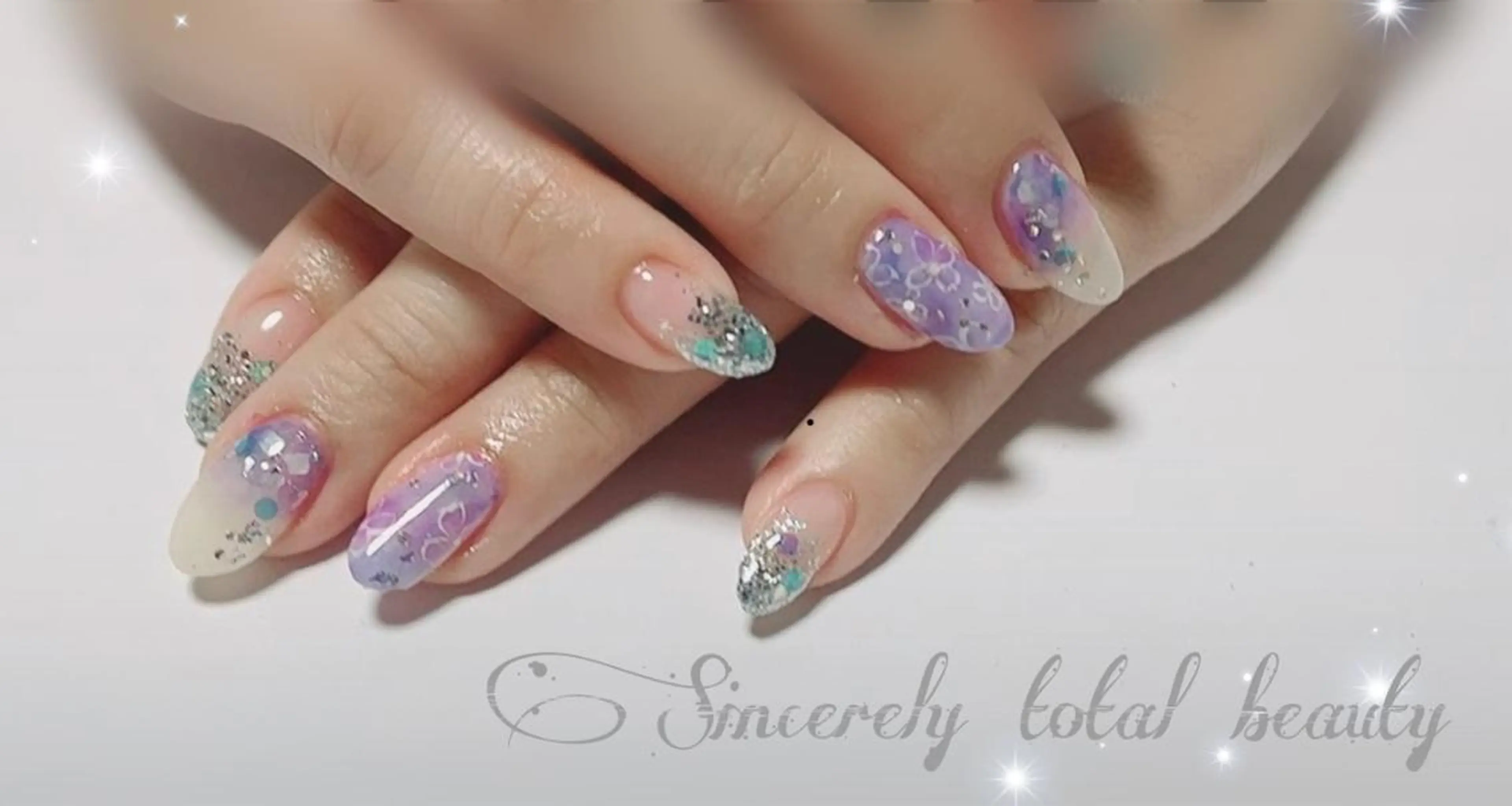 ネイル アートネイル 長さ出し フットネイル ジェルネイル 水色 SINCERELY シンシアリー🌈のネイルデザイン