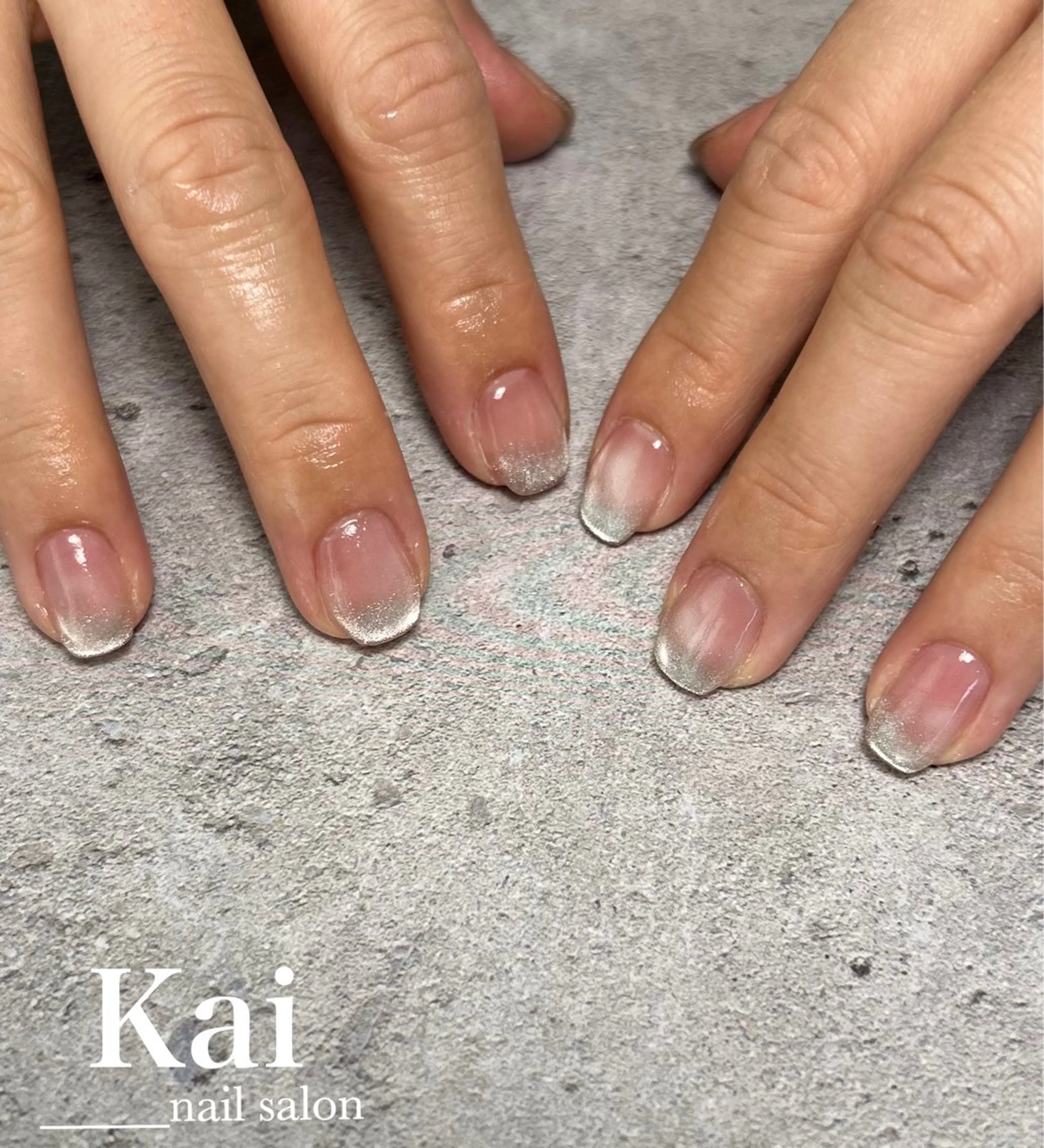 ネイル グラデーション 氷ネイル・うるうるネイル マグネットネイル ピンク 春ネイル ハンドネイル Kai  nail Mayukoのネイルデザイン
