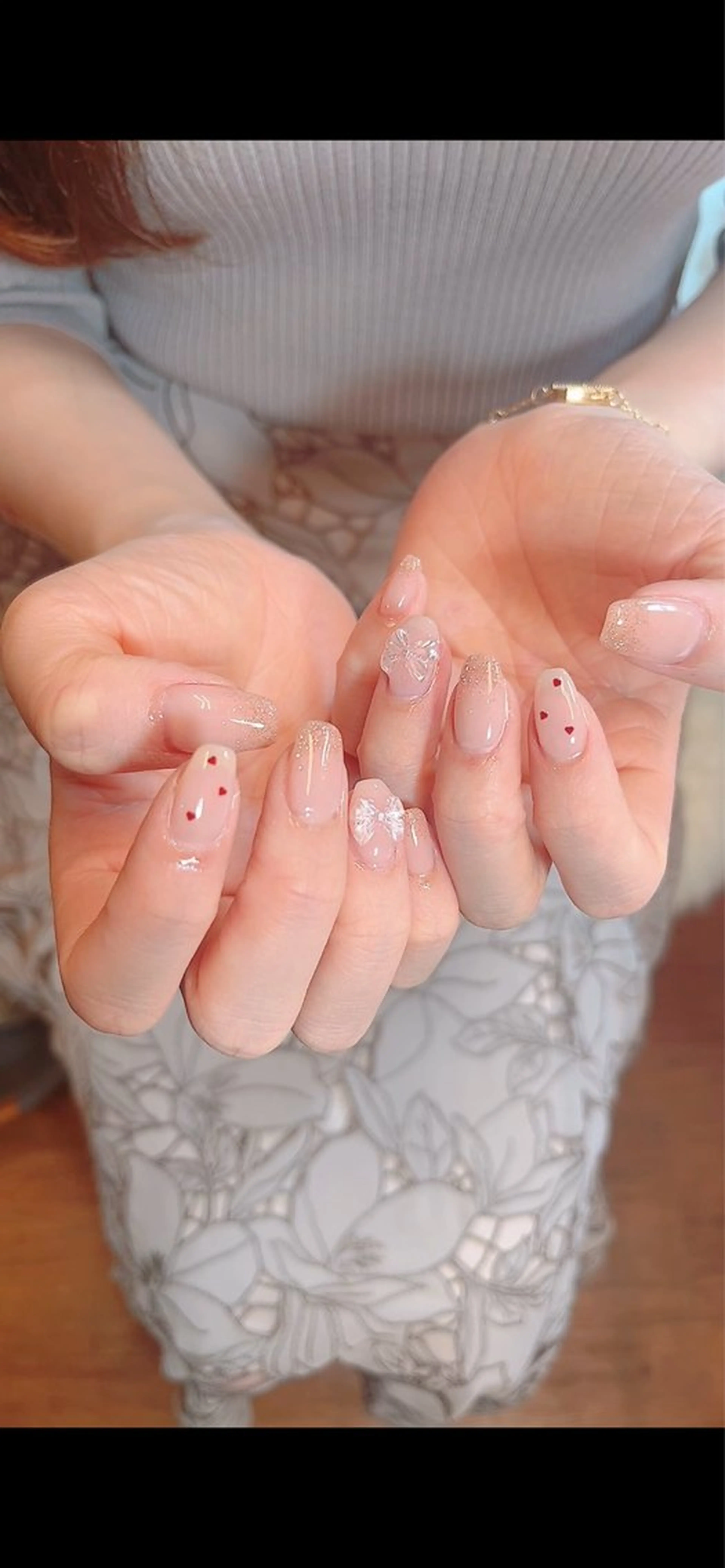 ネイル 韓国ネイル リボン ハンドネイル LOVE NAIL 💕Sonoのネイルデザイン