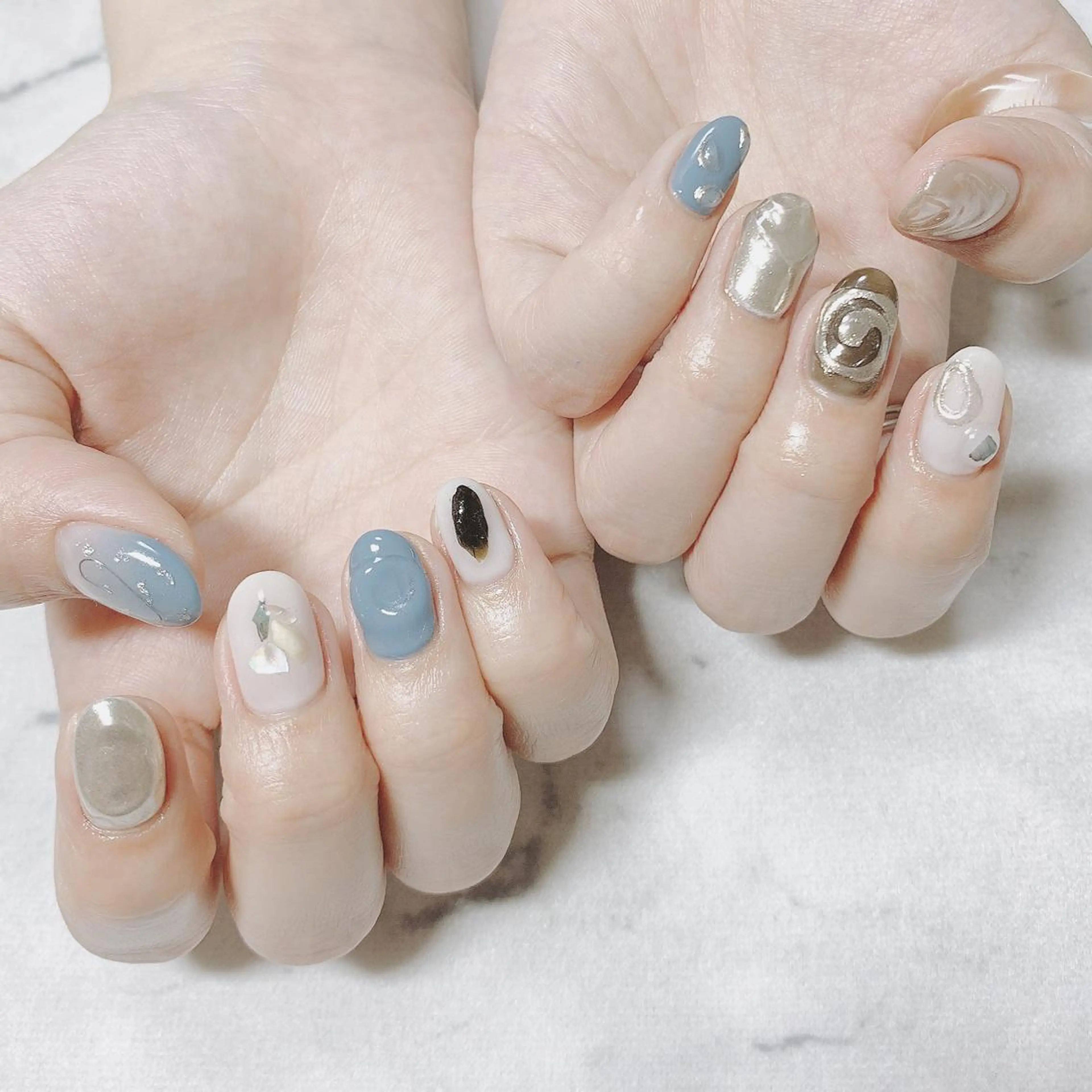 ネイル ブルー ニュアンスネイル Jeremy ♡ HARUKAのネイルデザイン