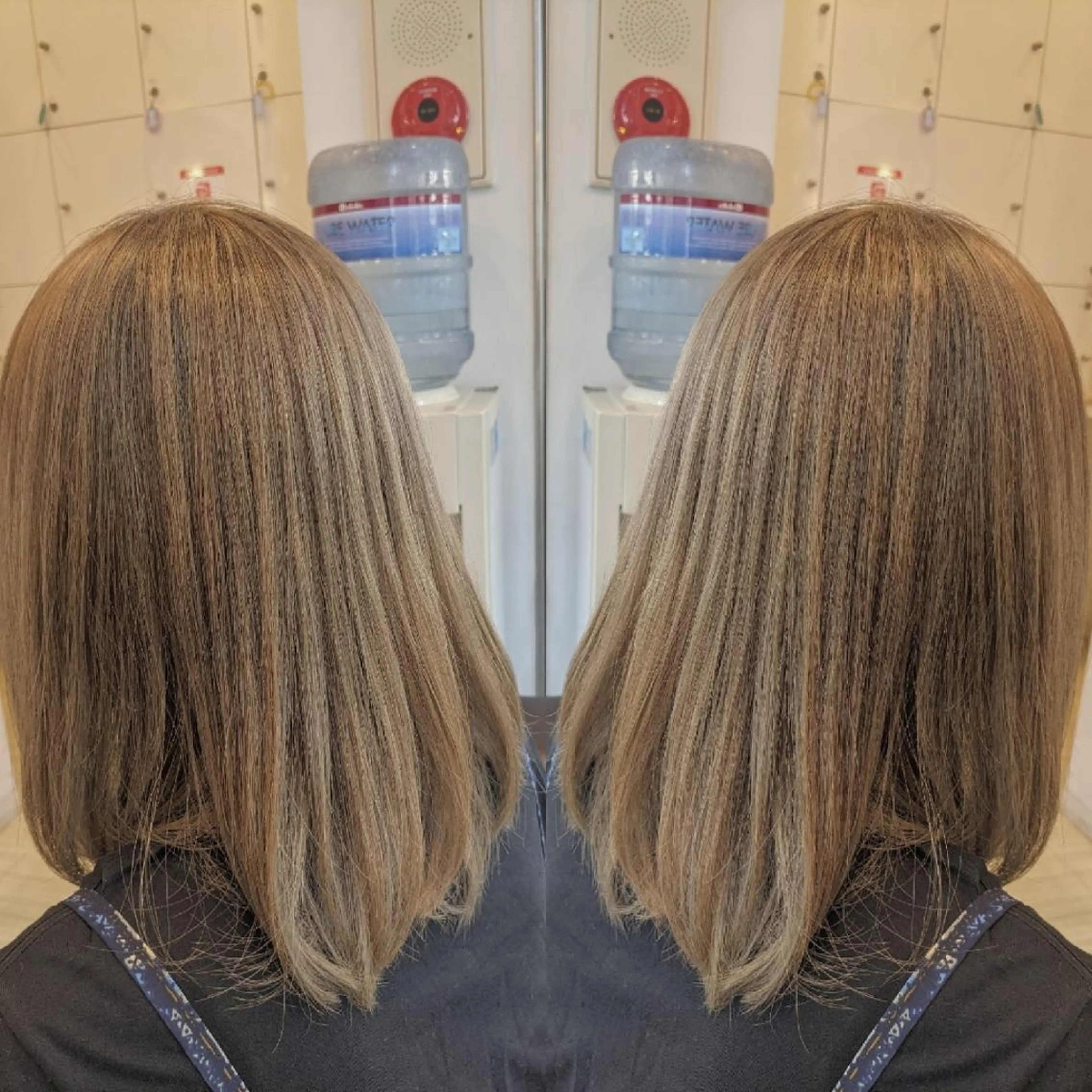 ミディアム カラー ベージュカラー ブリーチ ミルクティーベージュ 池田 恵久美のヘアスタイル