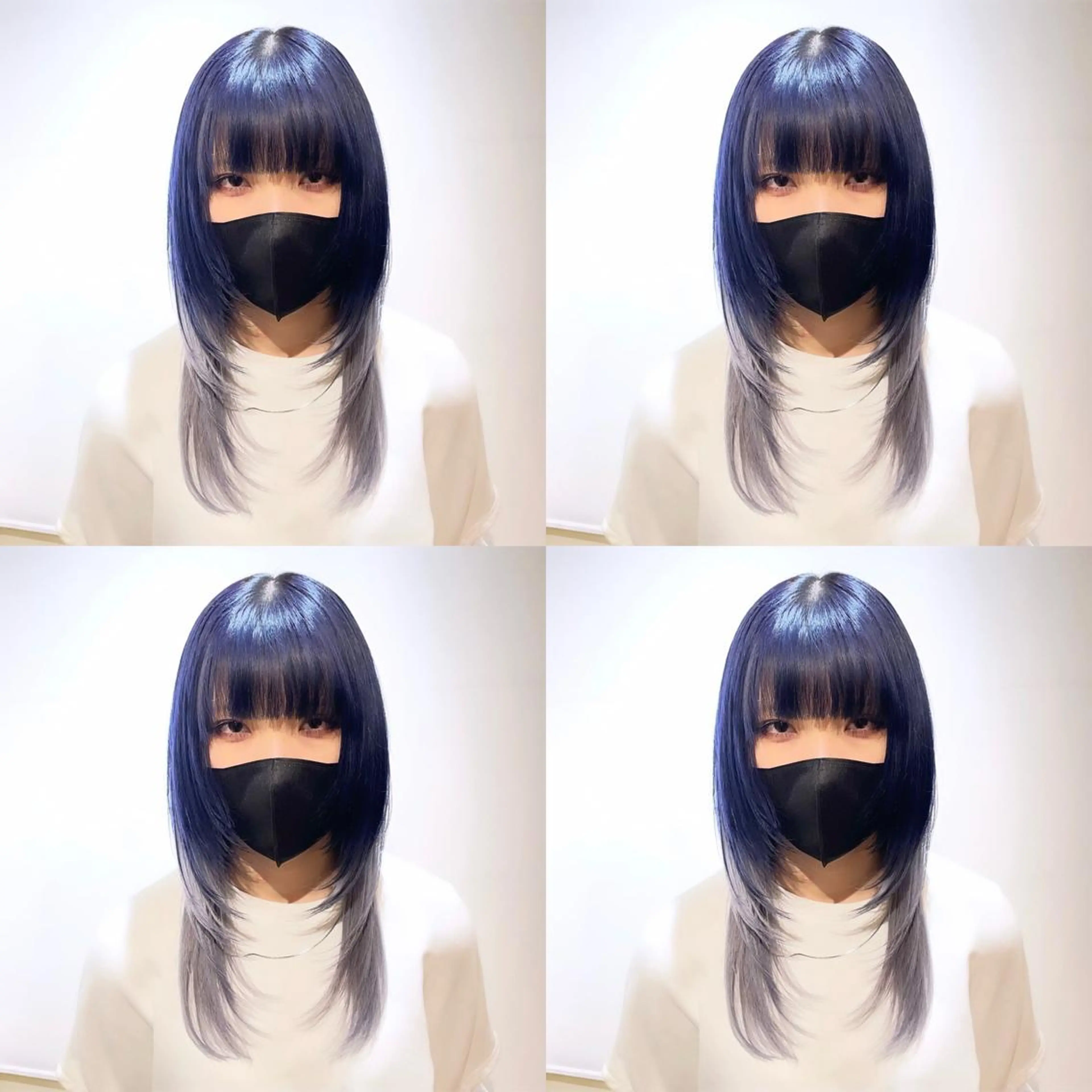 セミロング カラー 黒髪 ブルーカラー ブルーブラック シルバー 🌟トップデザイナー 高橋🌟のヘアスタイル