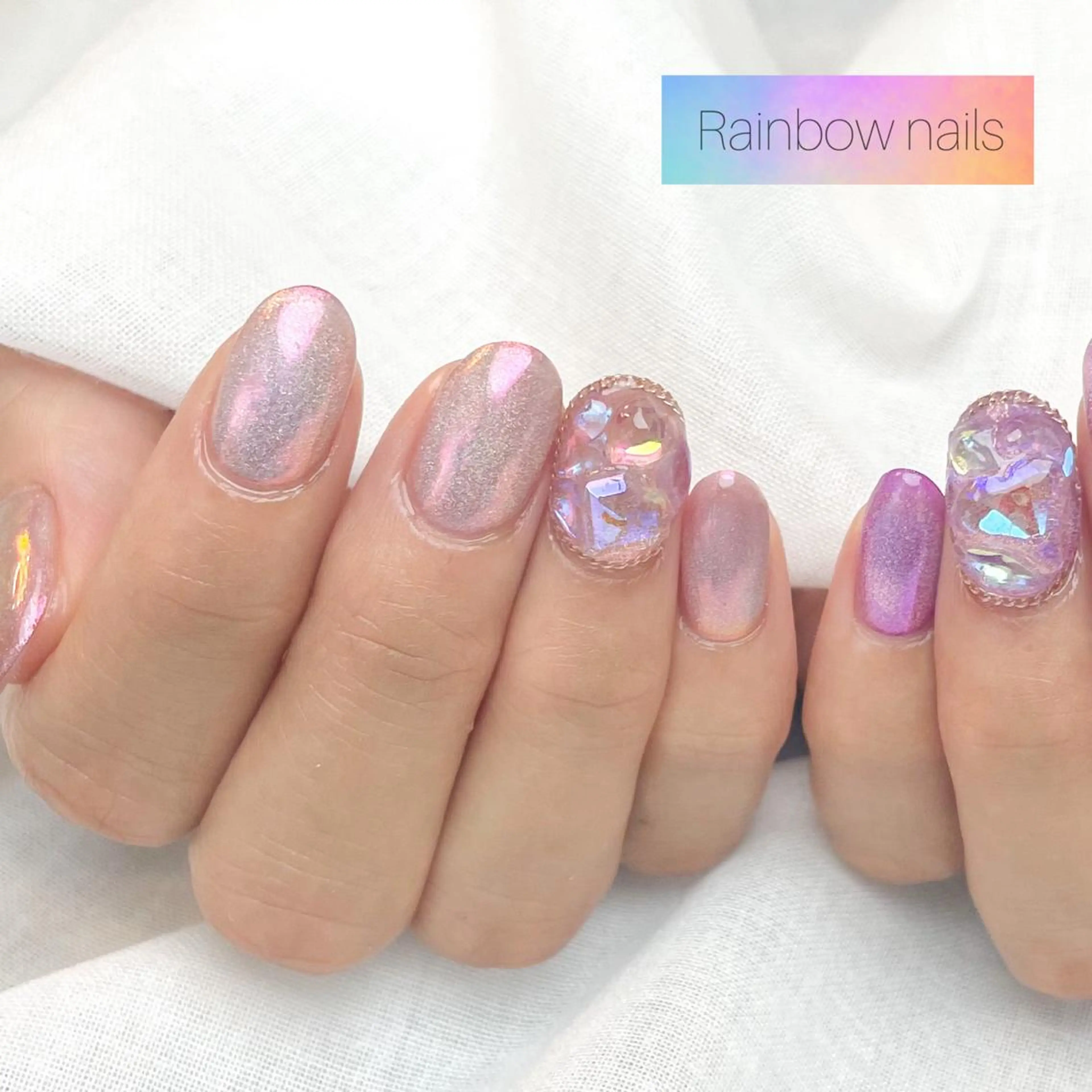 ネイル Rainbow nailsくろちゃんのネイルデザイン