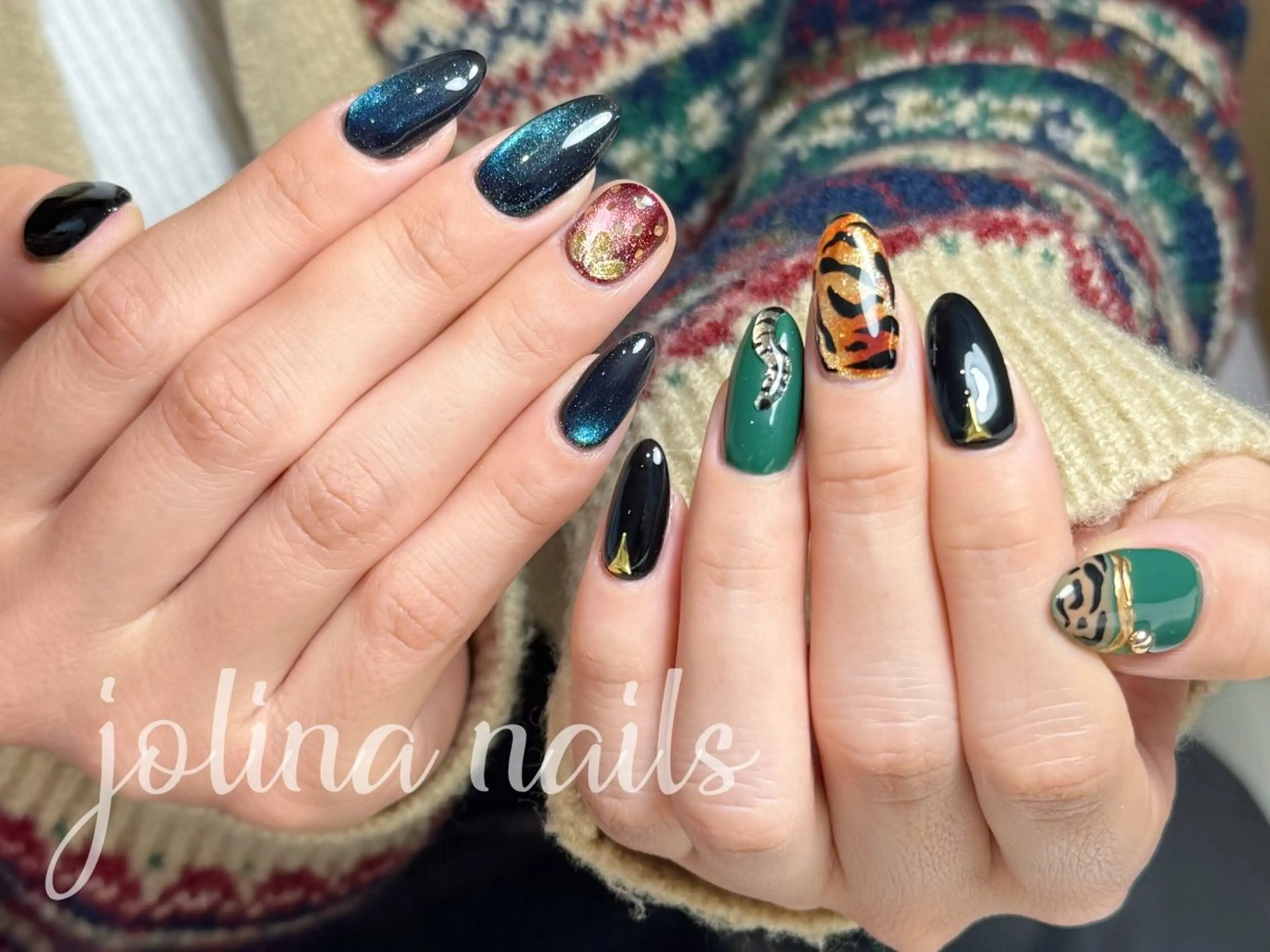 ネイル アートネイル マグネットネイル ワンカラーネイル jolina nails鶴見店のネイルデザイン