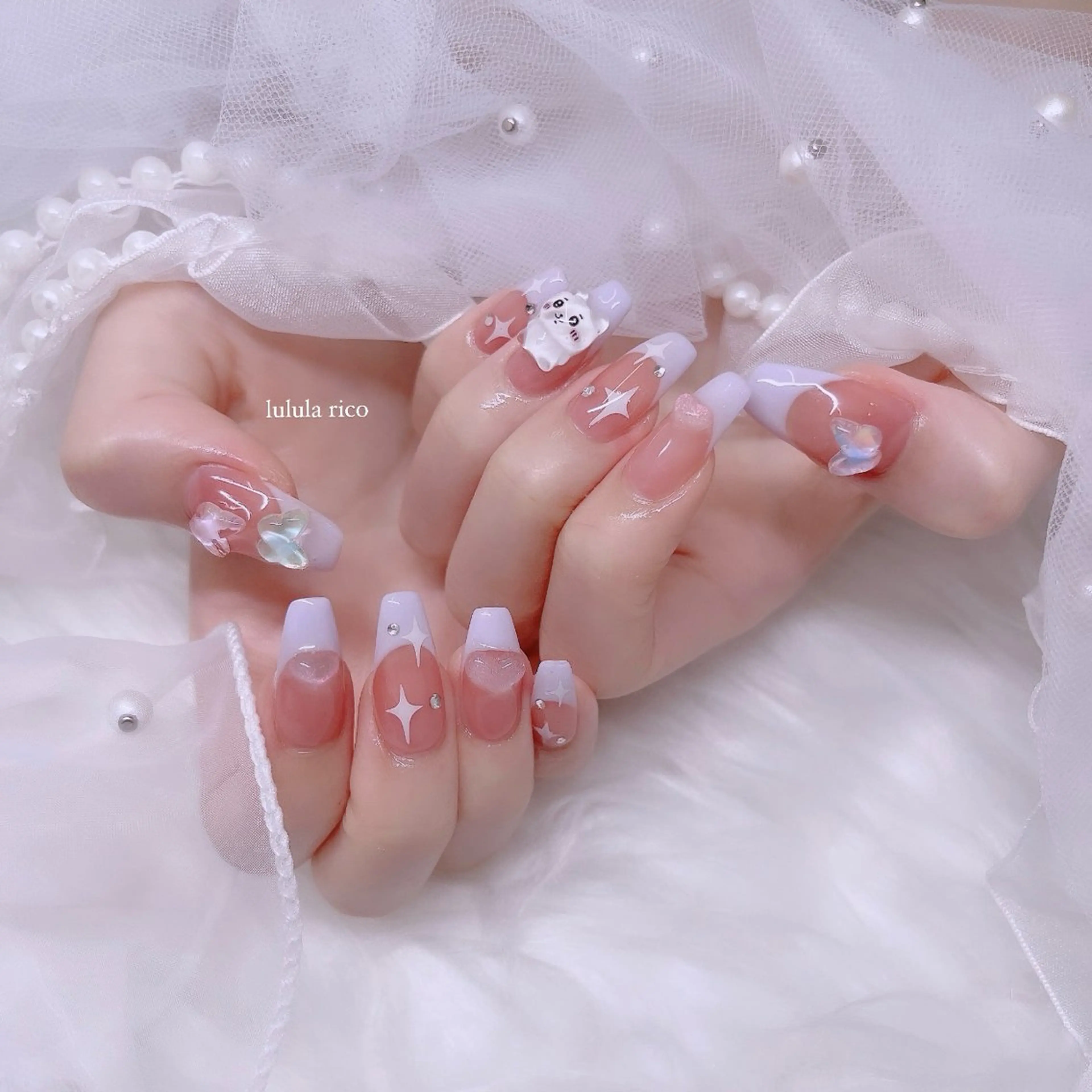 ネイル フレンチネイル ガーリー 韓国ネイル ワンホンネイル lulula ricoのエステ・リラクイメージ