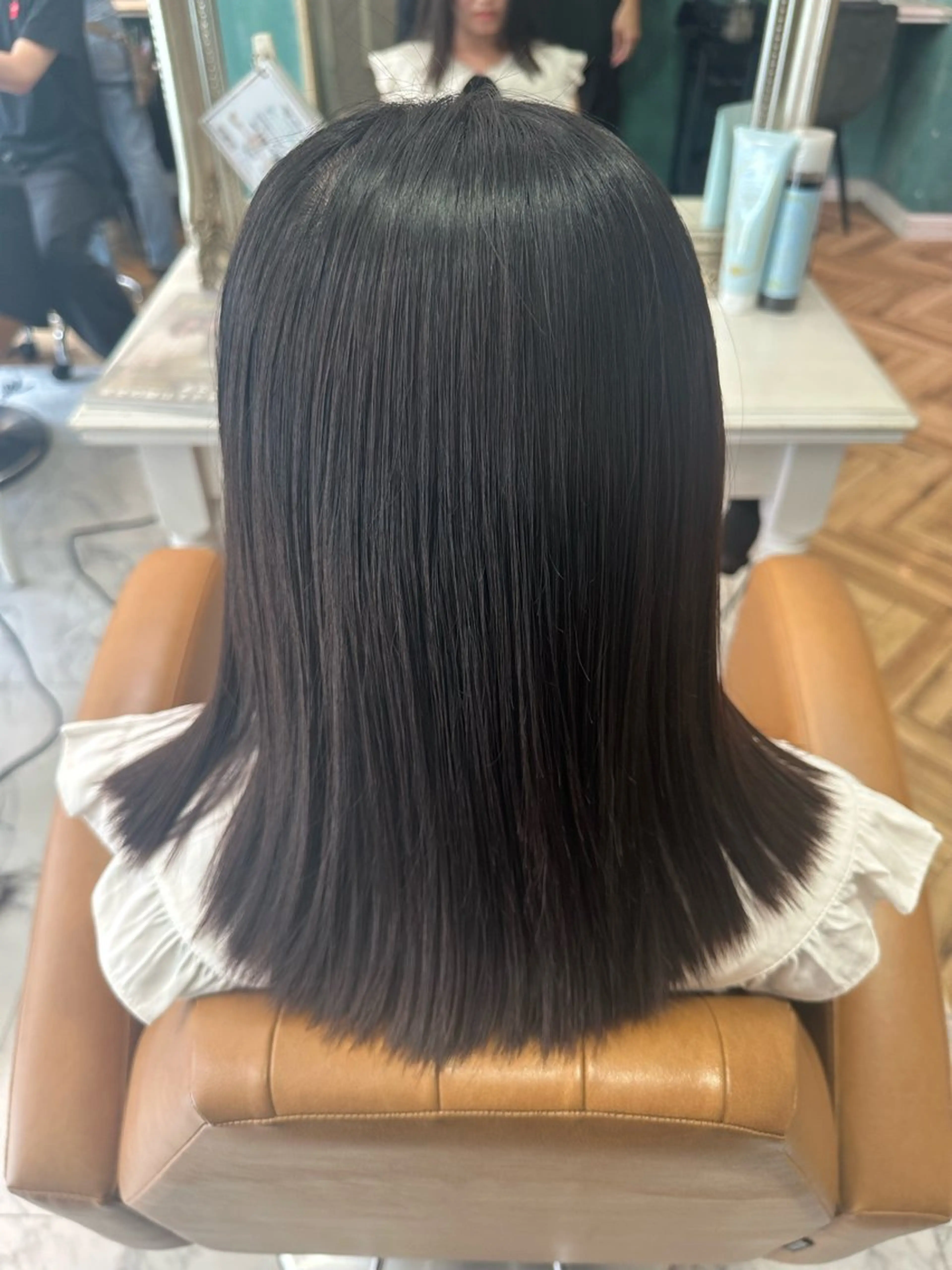 ミディアム 縮毛矯正 トリートメント レイヤー/透明感 カラー/縮毛/しおんのヘアスタイル