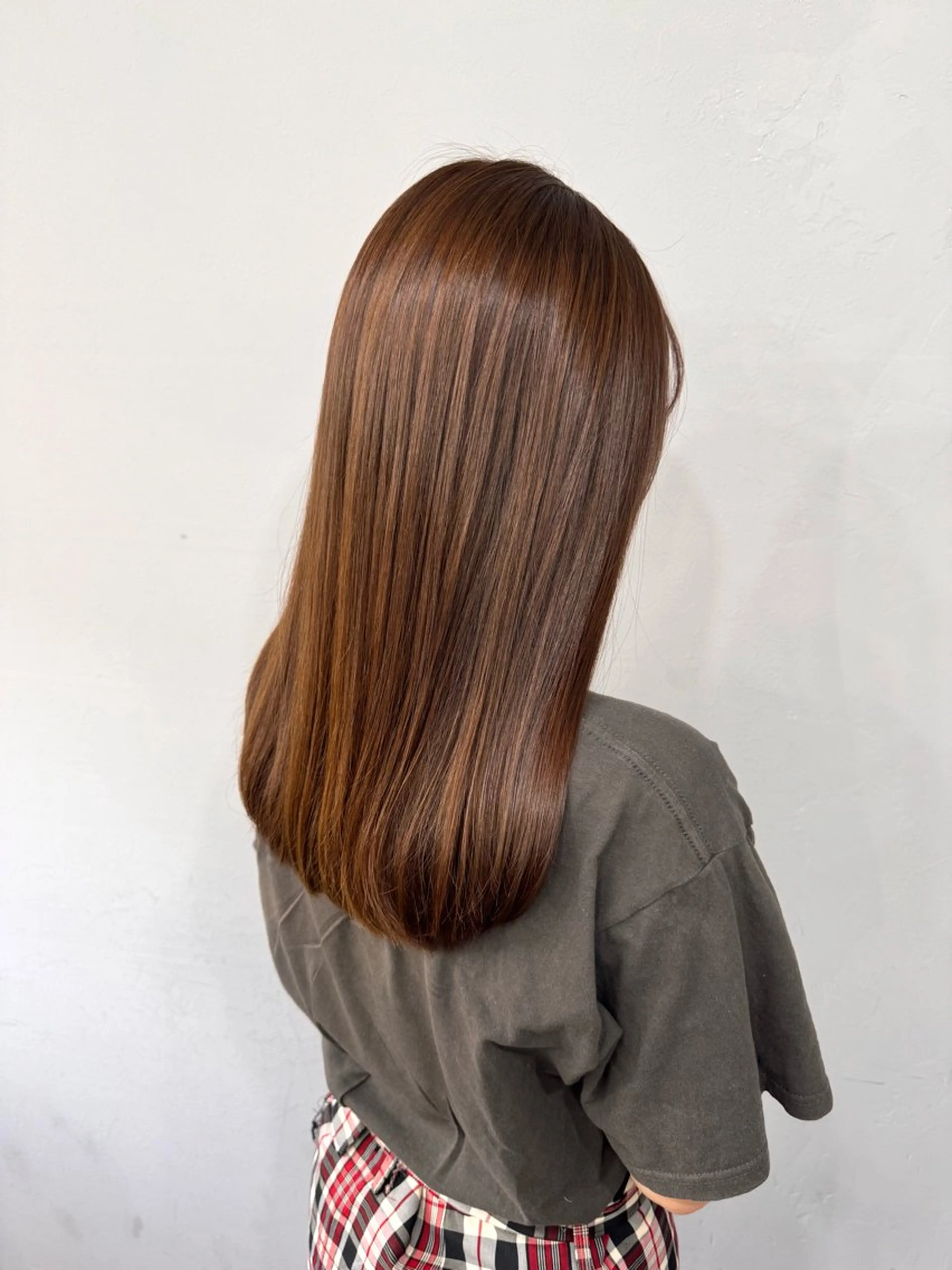 セミロング オレンジブラウン カット ヘアカラー トリートメント ブリーチ／デザイン／ 🫟Rurika🫟のヘアスタイル