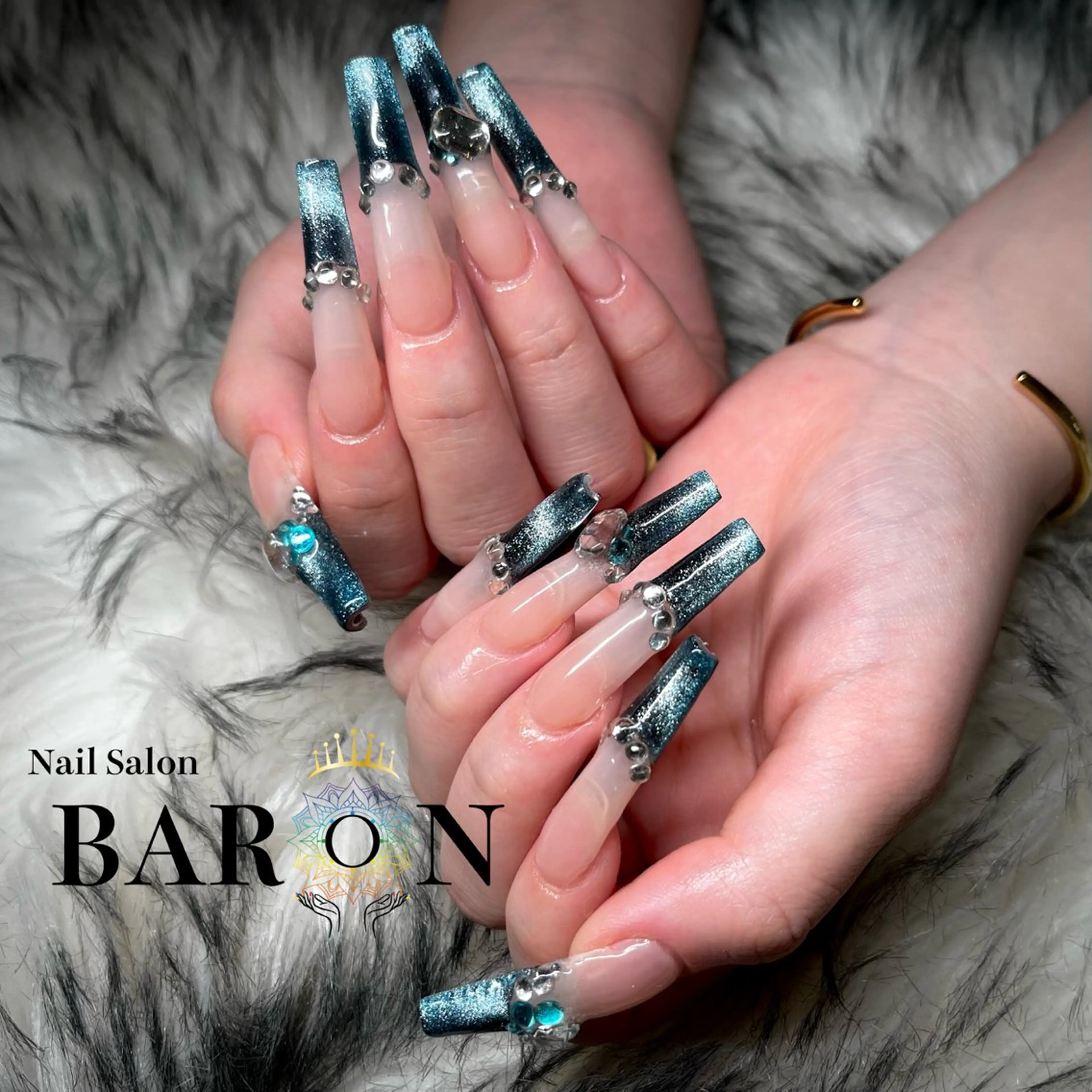 ネイル フレンチネイル マグネットネイル マグネットフレンチ ハンドネイル ☆SAKI☆ BARON 店長のネイルデザイン